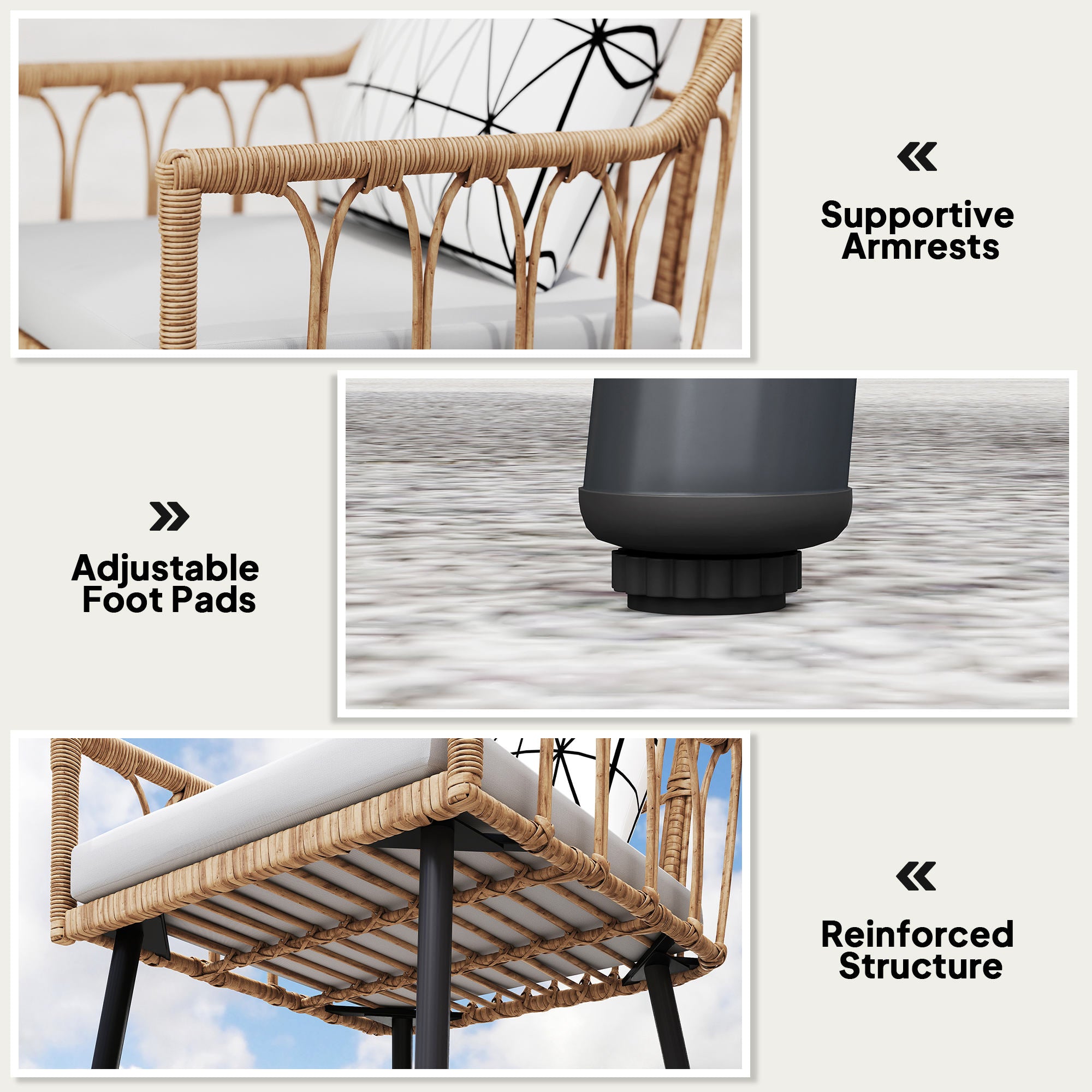 5 Piece Patio Rattan Dining Set, Wicker Garden Table and Chairs w/ Seat & Back Cushions, Round Tempered Glass Tabletop, Parasol Hole, Outdoor Furniture Conservatory Set, Light Brown