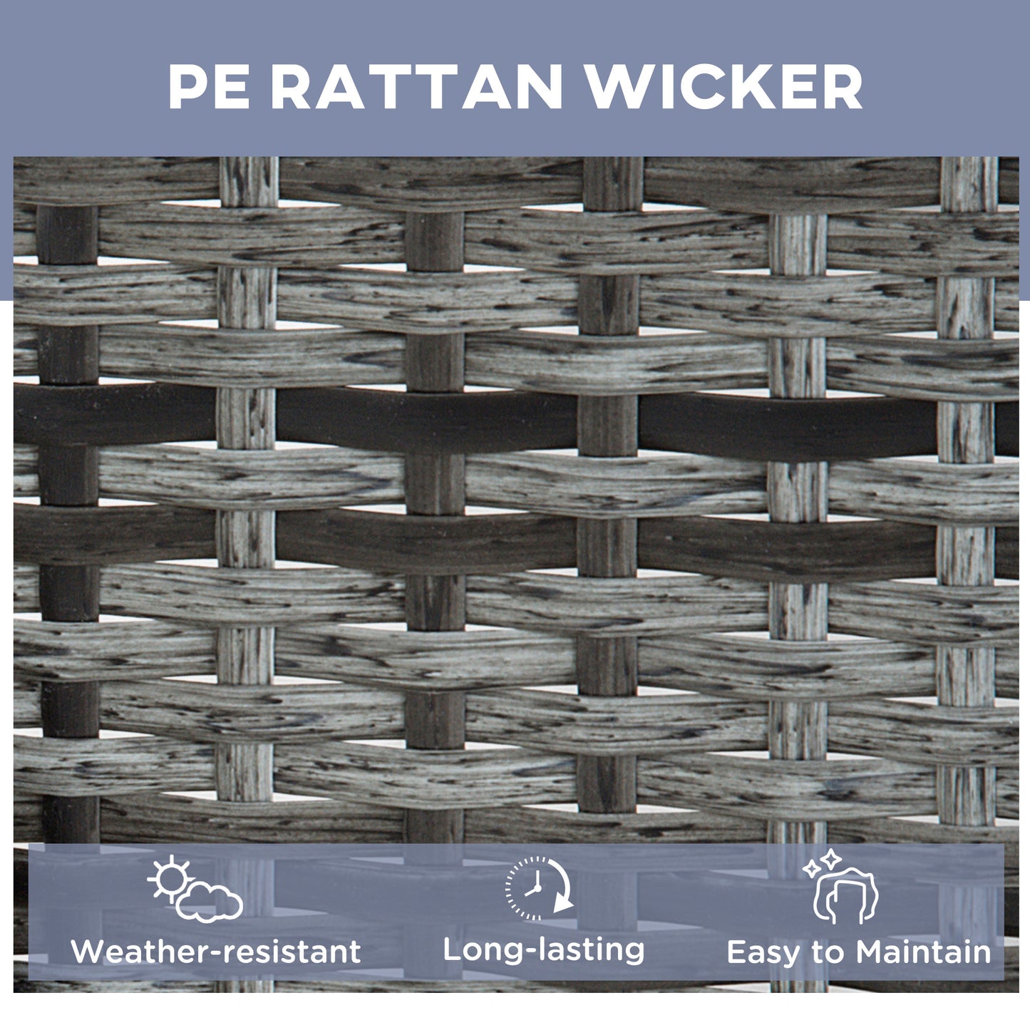 3 Pieces PE Rattan Patio Lounge Chair Set - Grey or Brown