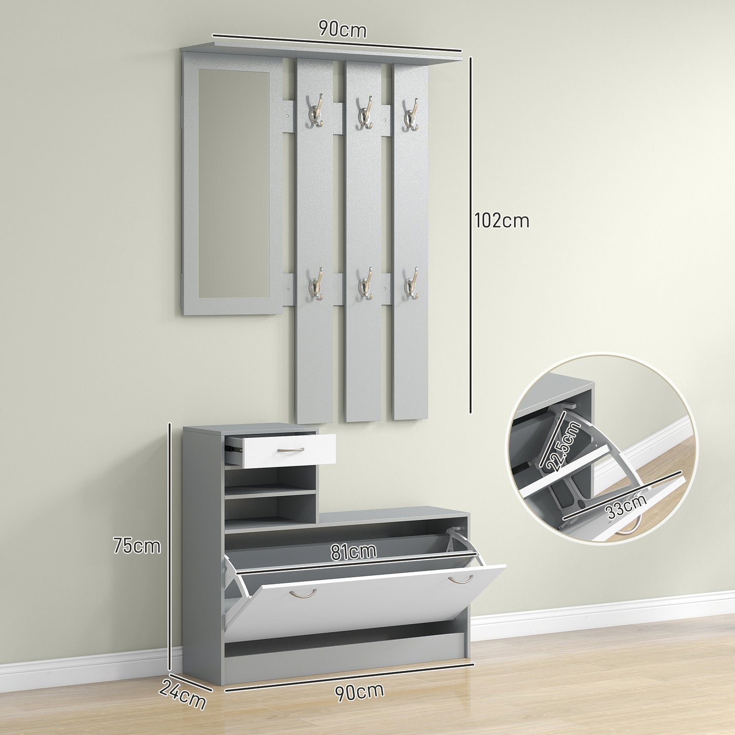 Three-in-One Hallway Storage Set - 3 Colour Options