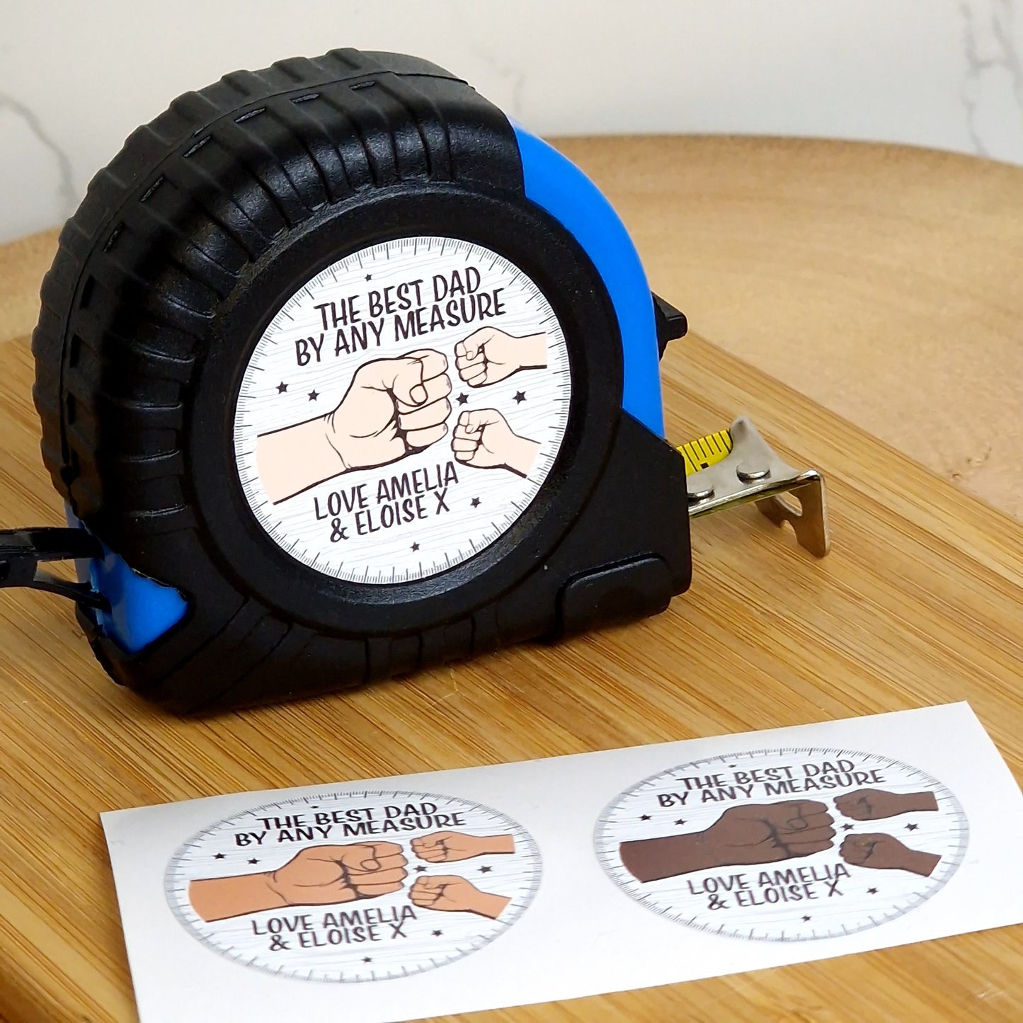 PRE ORDER - Personalised 10M Tape Measure - Fist Bump Father's Day Design
