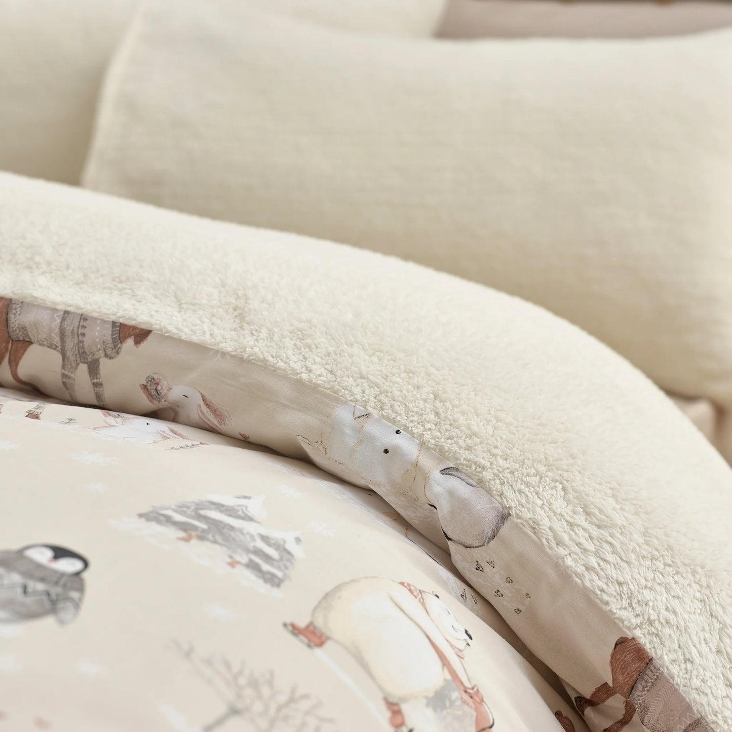 Winter Friends Sherpa Duvet Cover Set in Natural by Catherine Lansfield