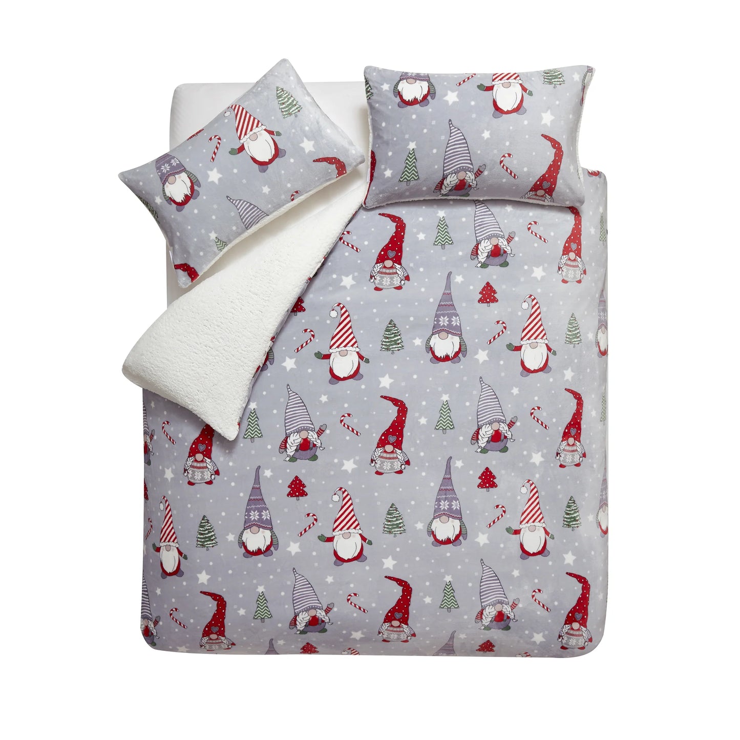 Christmas Festive Gnomes Cosy Fleece Duvet Cover Set by Catherine Lansfield