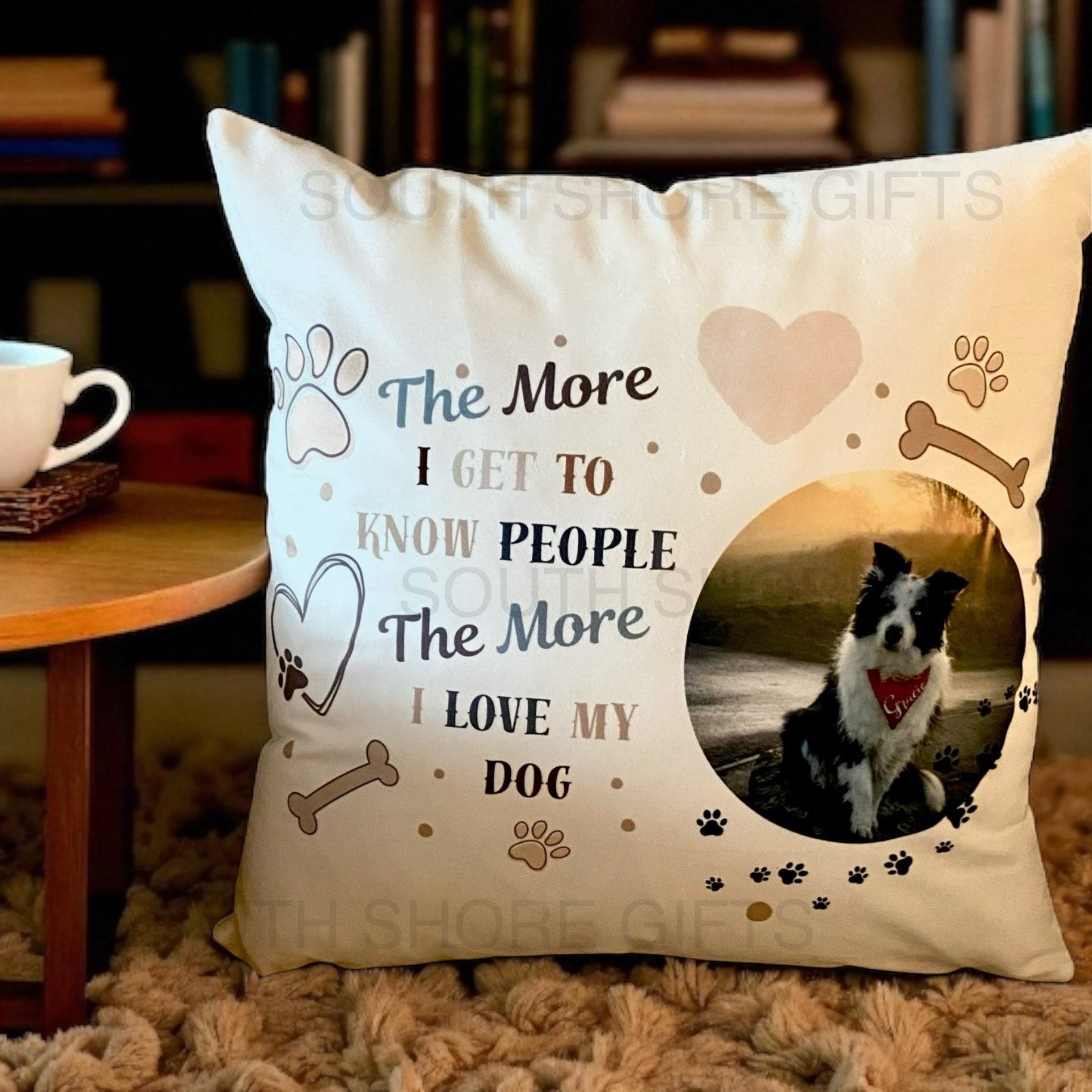 Personalised I Love My Dog Photo Upload Cushion