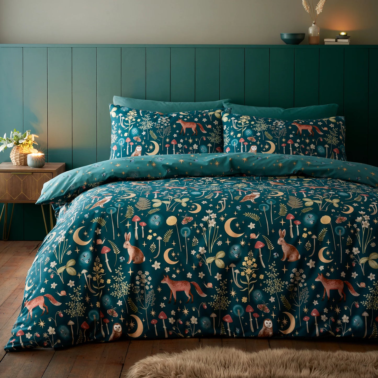 Enchanted Twilight Duvet Cover Set by Catherine Lansfield - in Forest Green