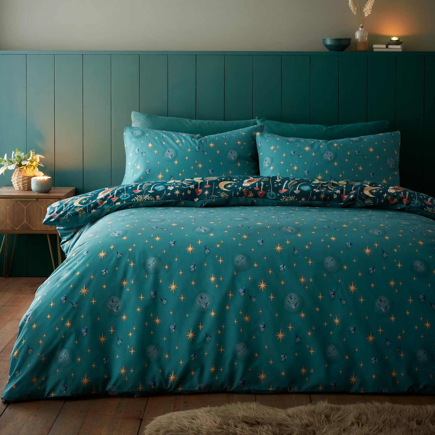 Enchanted Twilight Duvet Cover Set by Catherine Lansfield - in Forest Green