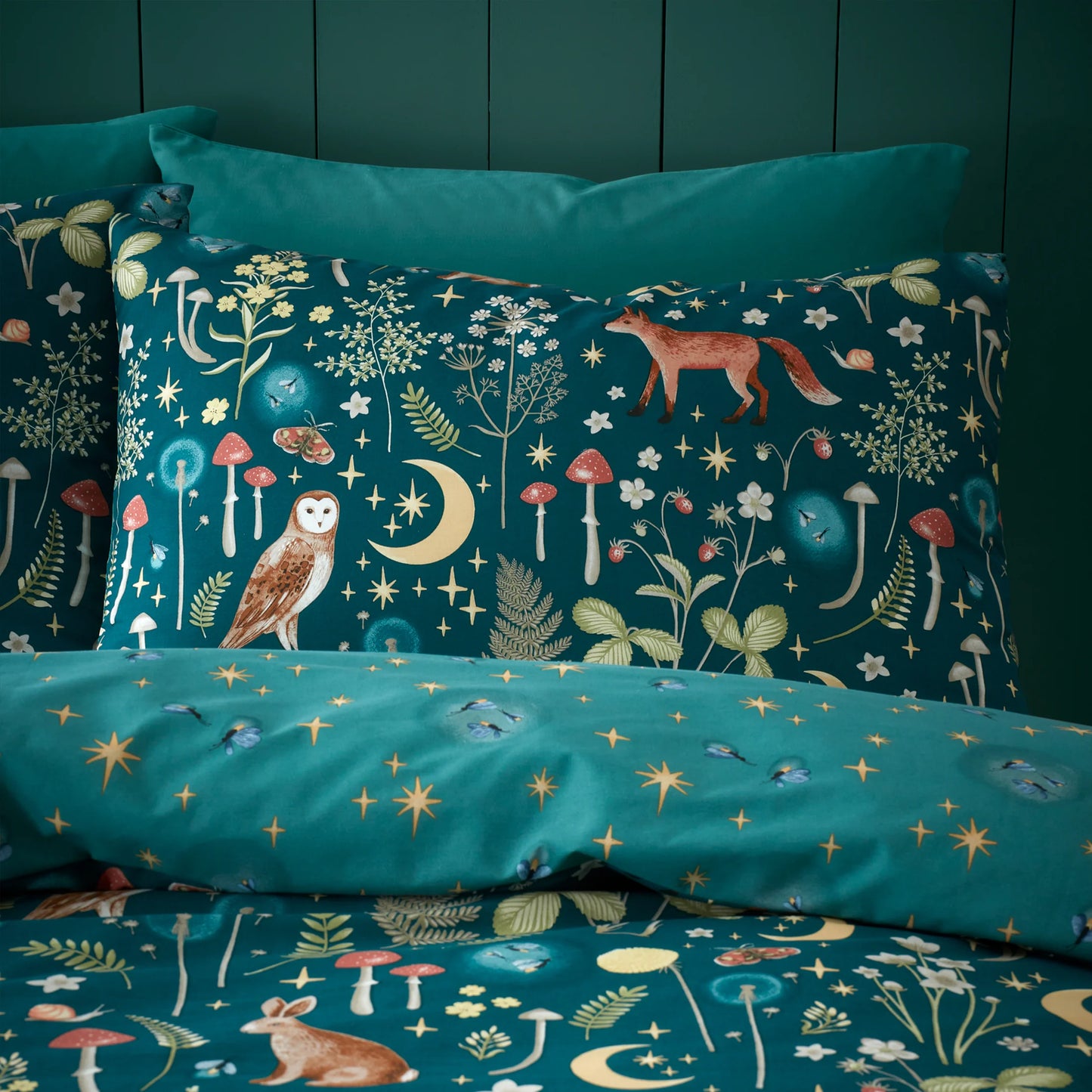 Enchanted Twilight Duvet Cover Set by Catherine Lansfield - in Forest Green