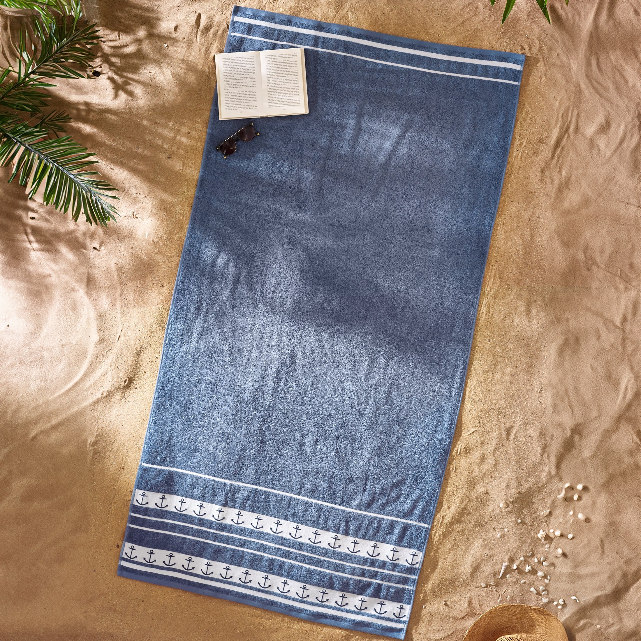 Anchors Cotton XL Beach Towel in Blue by Catherine Lansfield