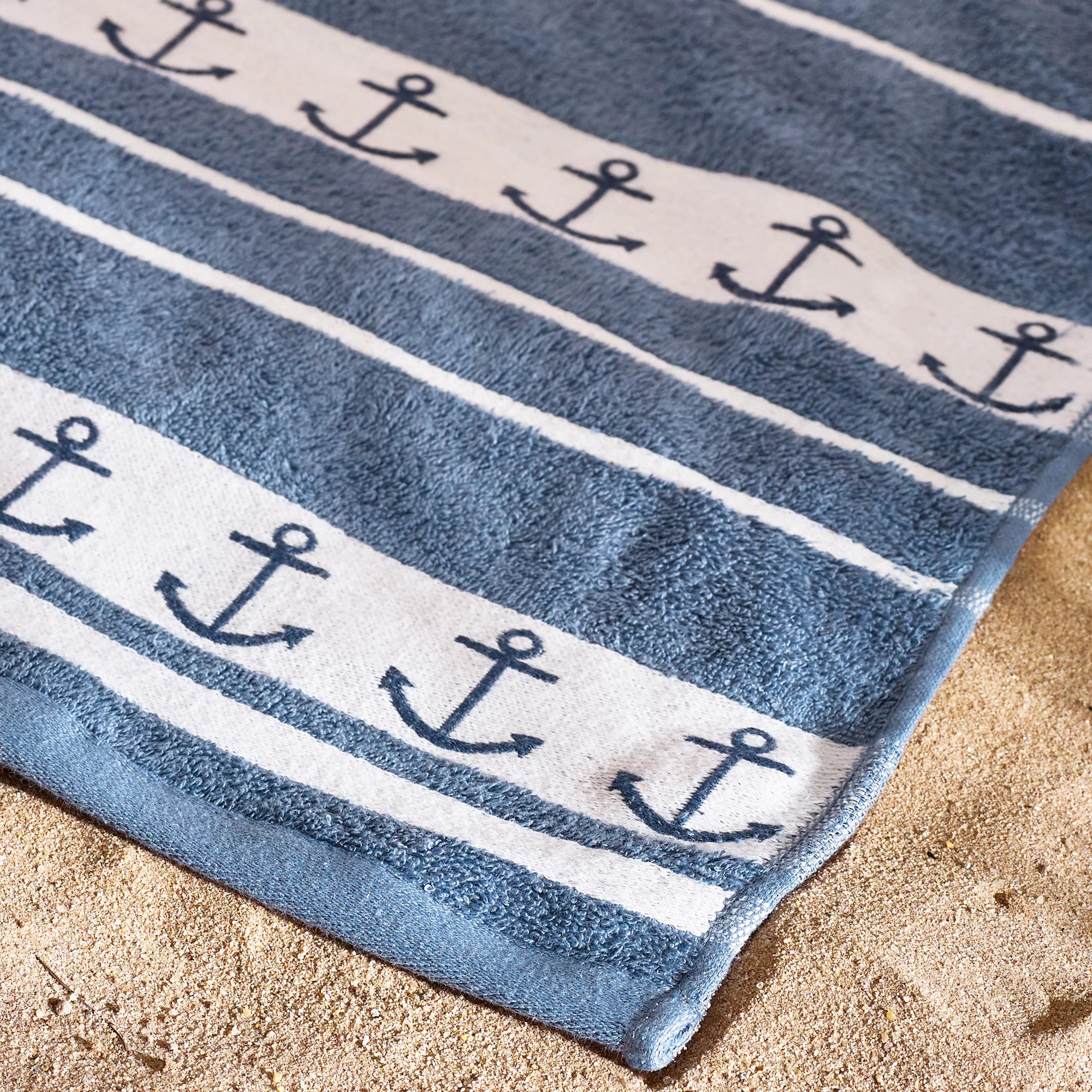 Anchors Cotton XL Beach Towel in Blue by Catherine Lansfield
