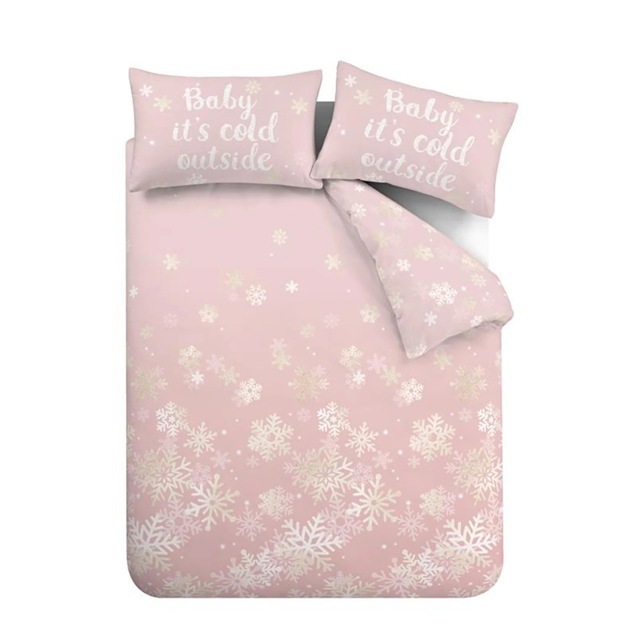 Baby It's Cold Outside Reversible Duvet Cover Set in Pink by Catherine Lansfield