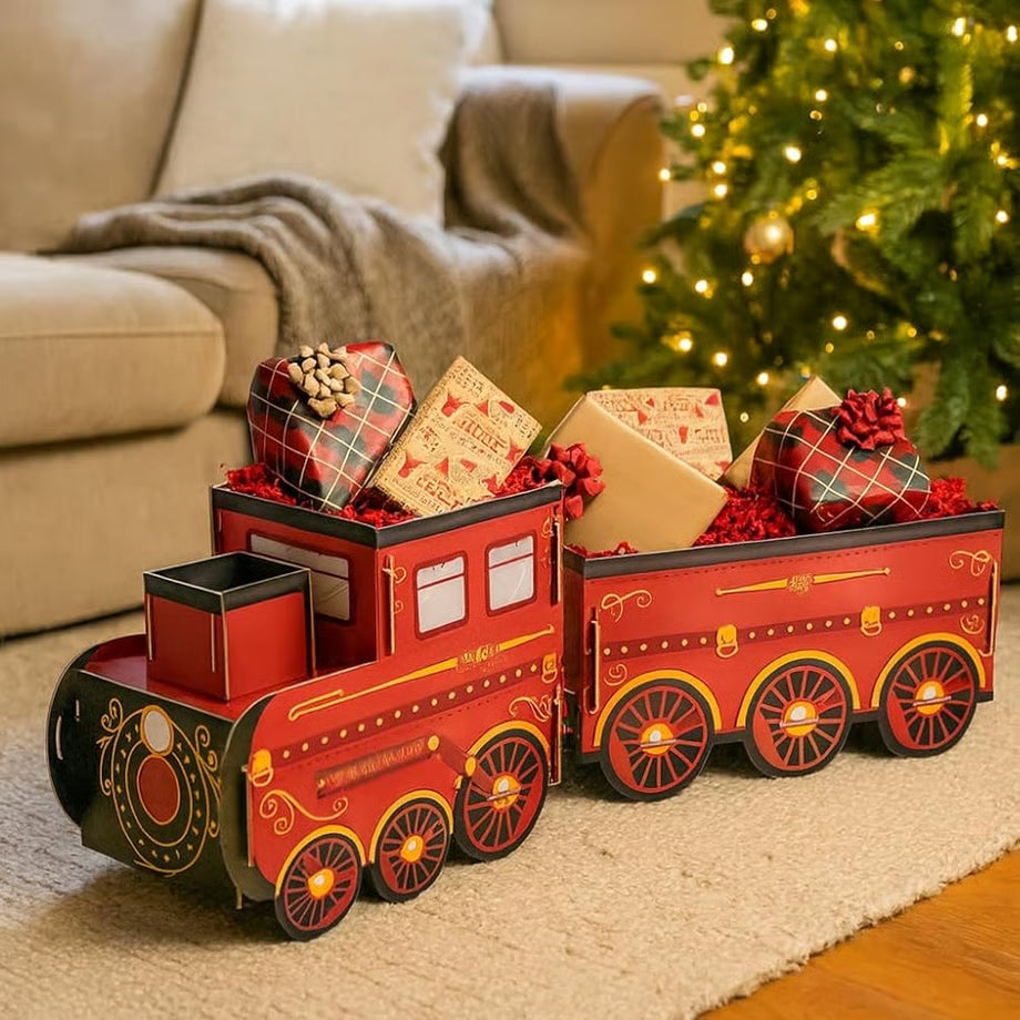 🚂 Personalised North Pole Christmas Present Train Gift Box