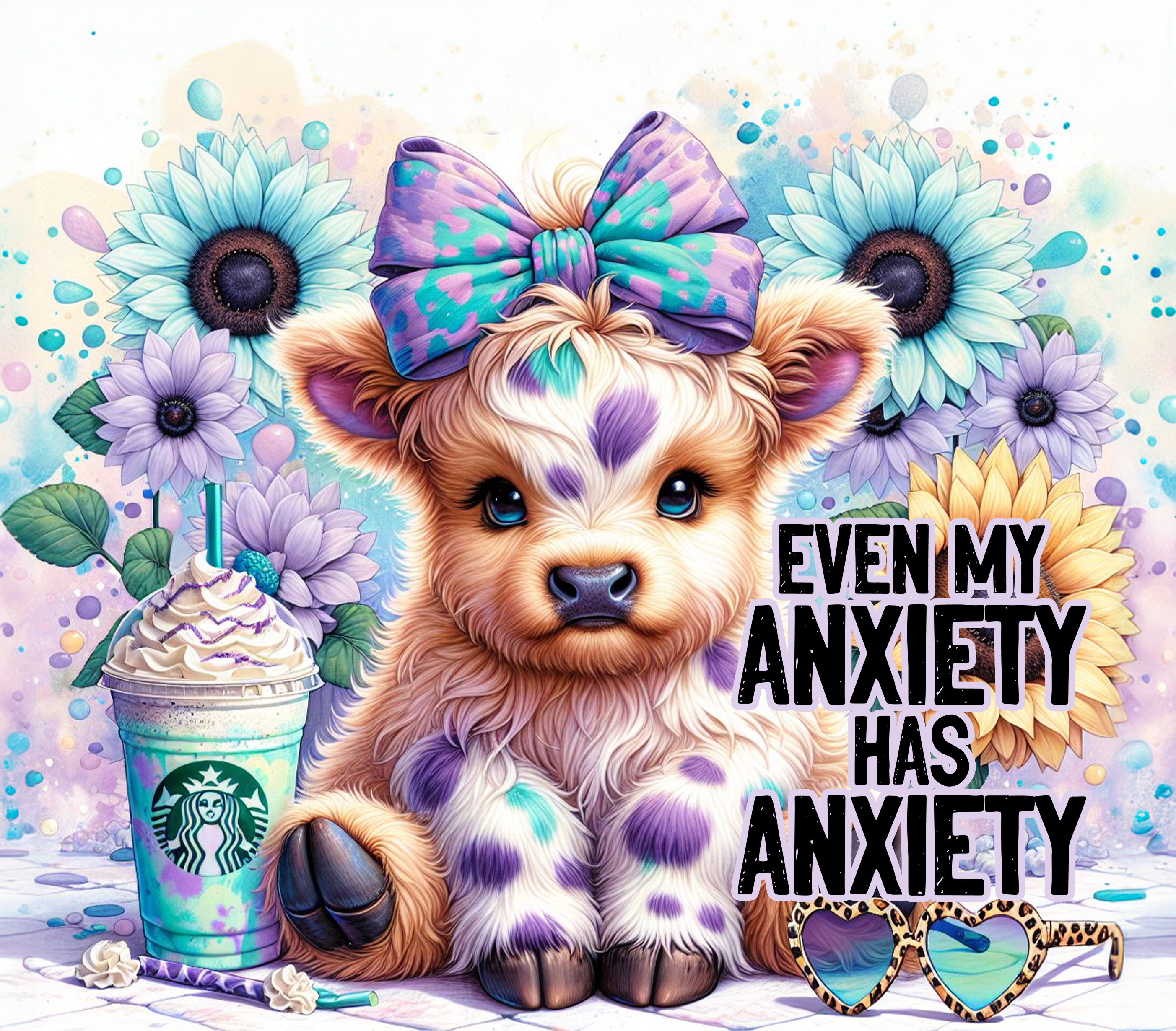 Anxiety Highland Cow - 20oz Stainless Steel Skinny Tumbler