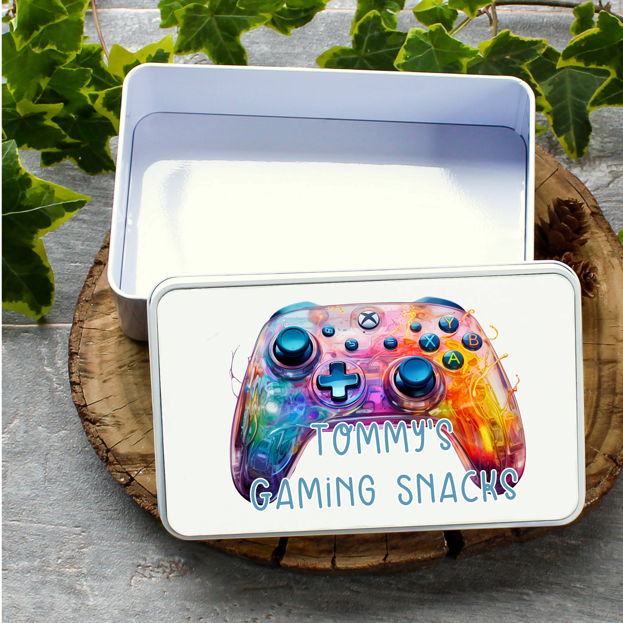 Personalised Controller Gaming Snacks Tin