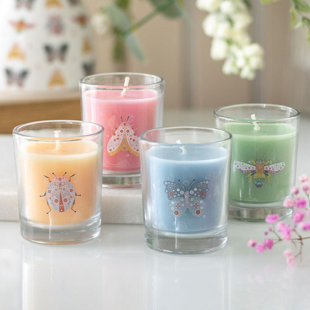 Set of 4 Floral Bug Mandarin and Bergamot Candles