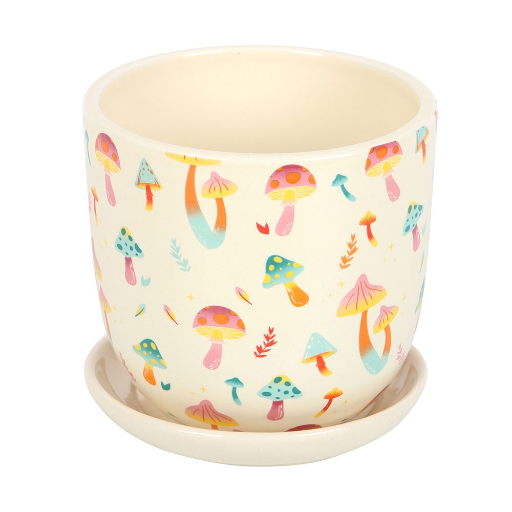 Funky Fungi Mushroom Print Plant Pot