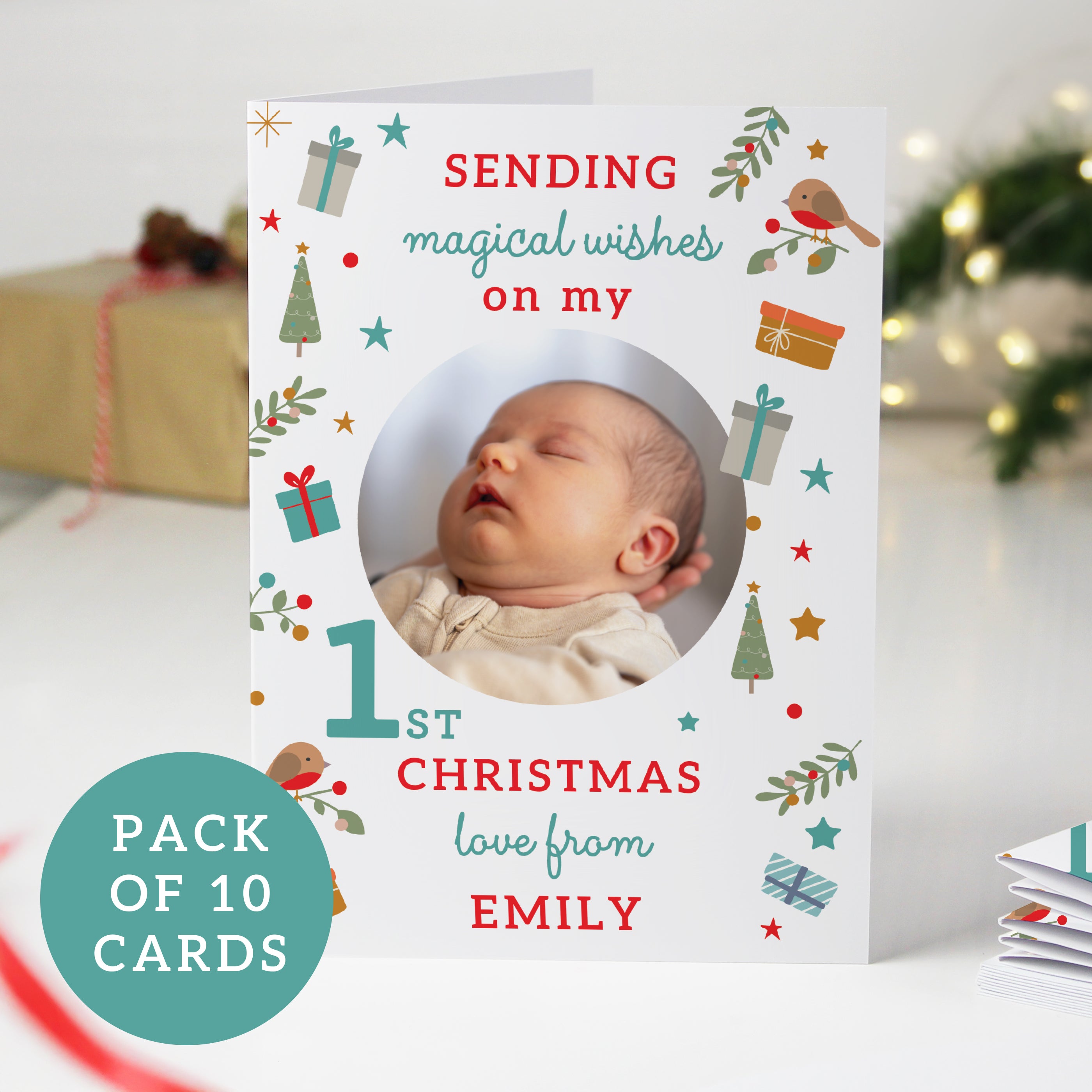 Personalised My 1st Christmas Photo Upload Pack of 10 Cards