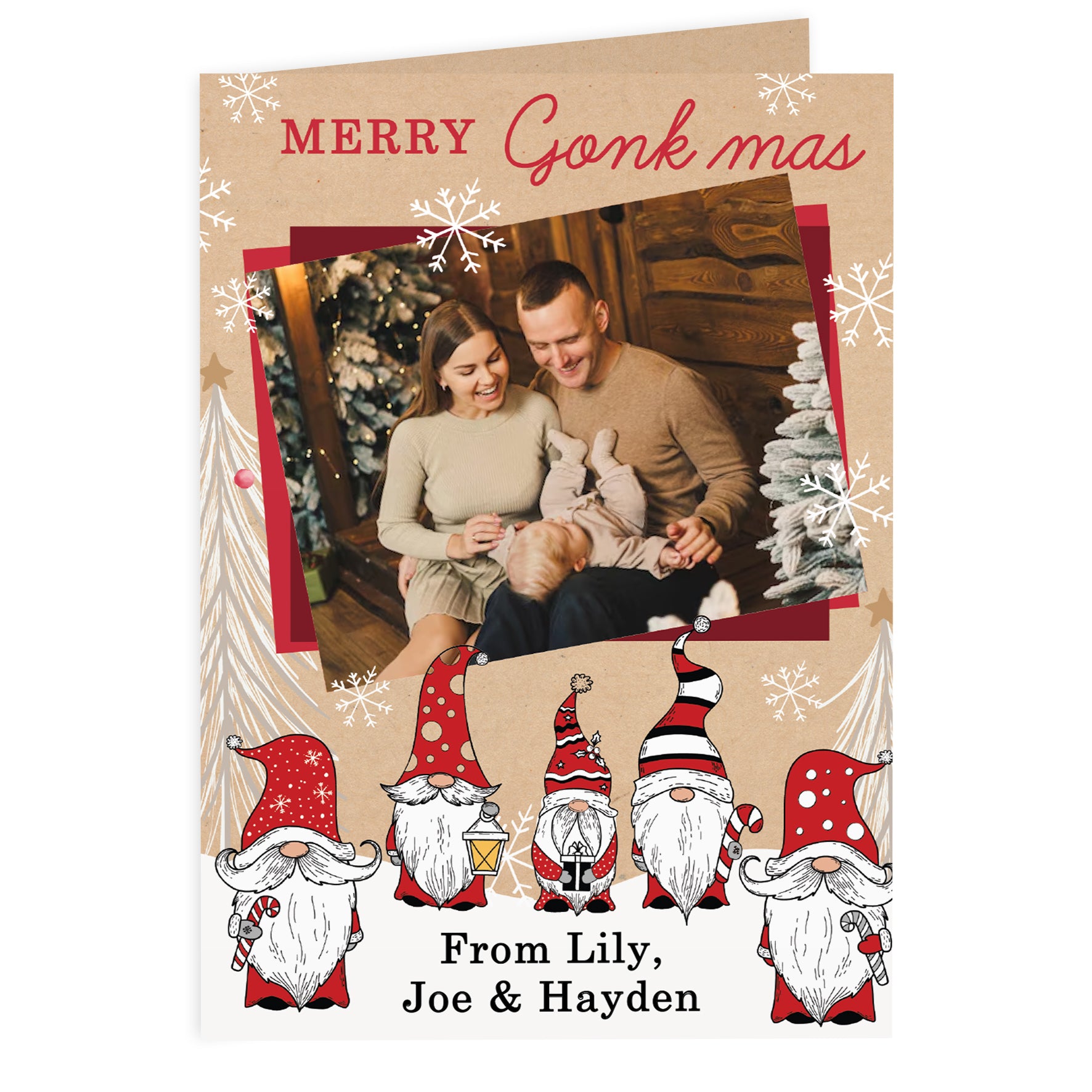 Personalised Photo Upload Pack of 10 Gonk Christmas Cards