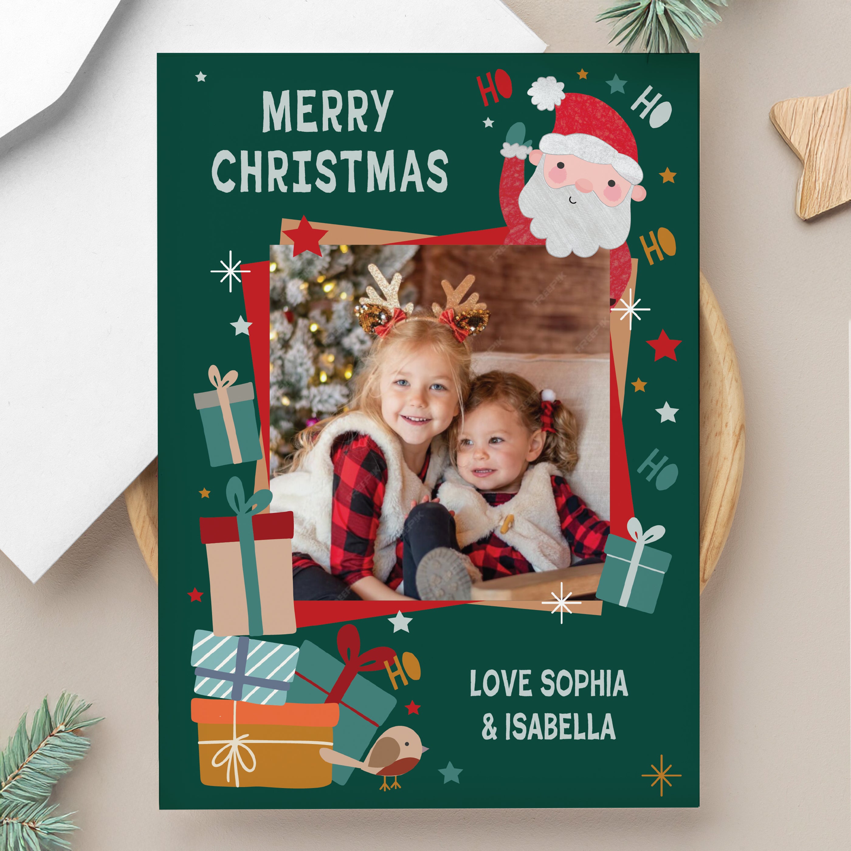 Personalised Photo Upload Pack of 10 Santa Christmas Cards