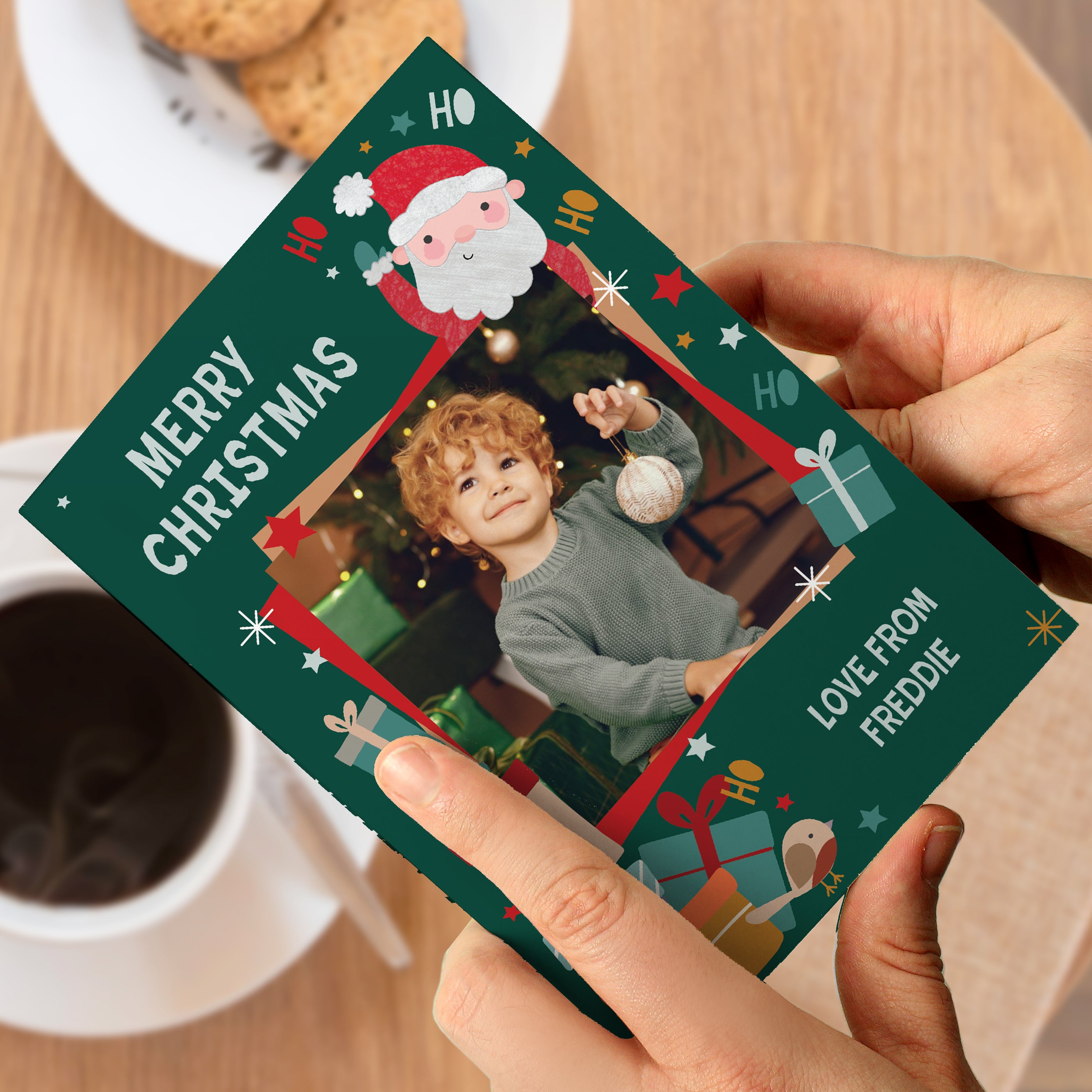 Personalised Photo Upload Pack of 10 Santa Christmas Cards