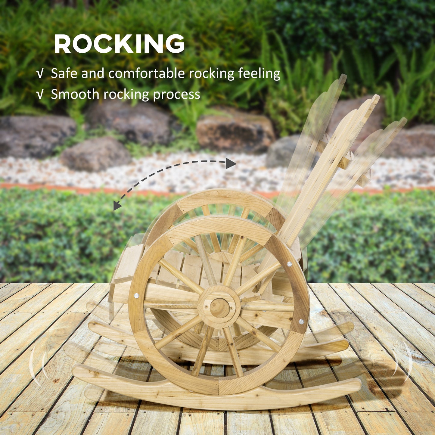 2 Piece Wooden Rocking Chair Reclining Armchair Rocker - Natural