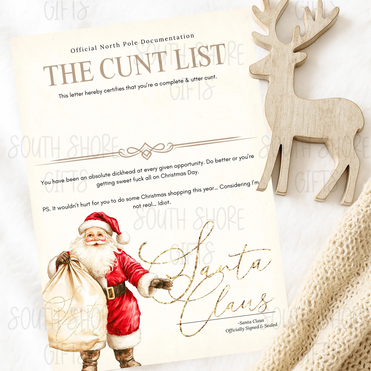 Personalised “C* List” Certificate** & Matching Envelope