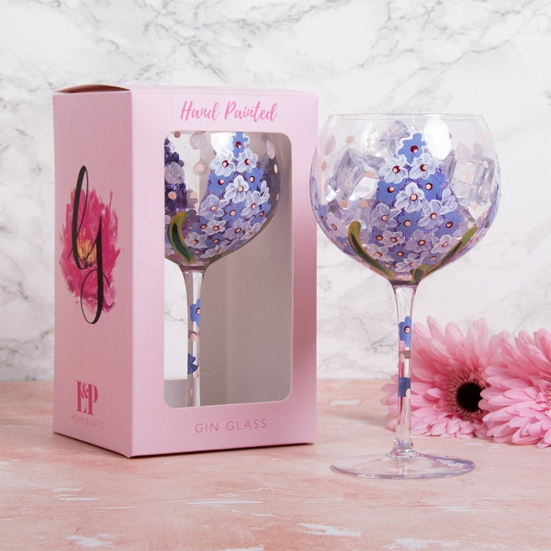Delphiniums Gin Glass - Hand Painted