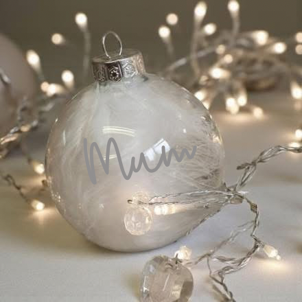 Personalised Feather-Filled Glass Bauble – 7cm