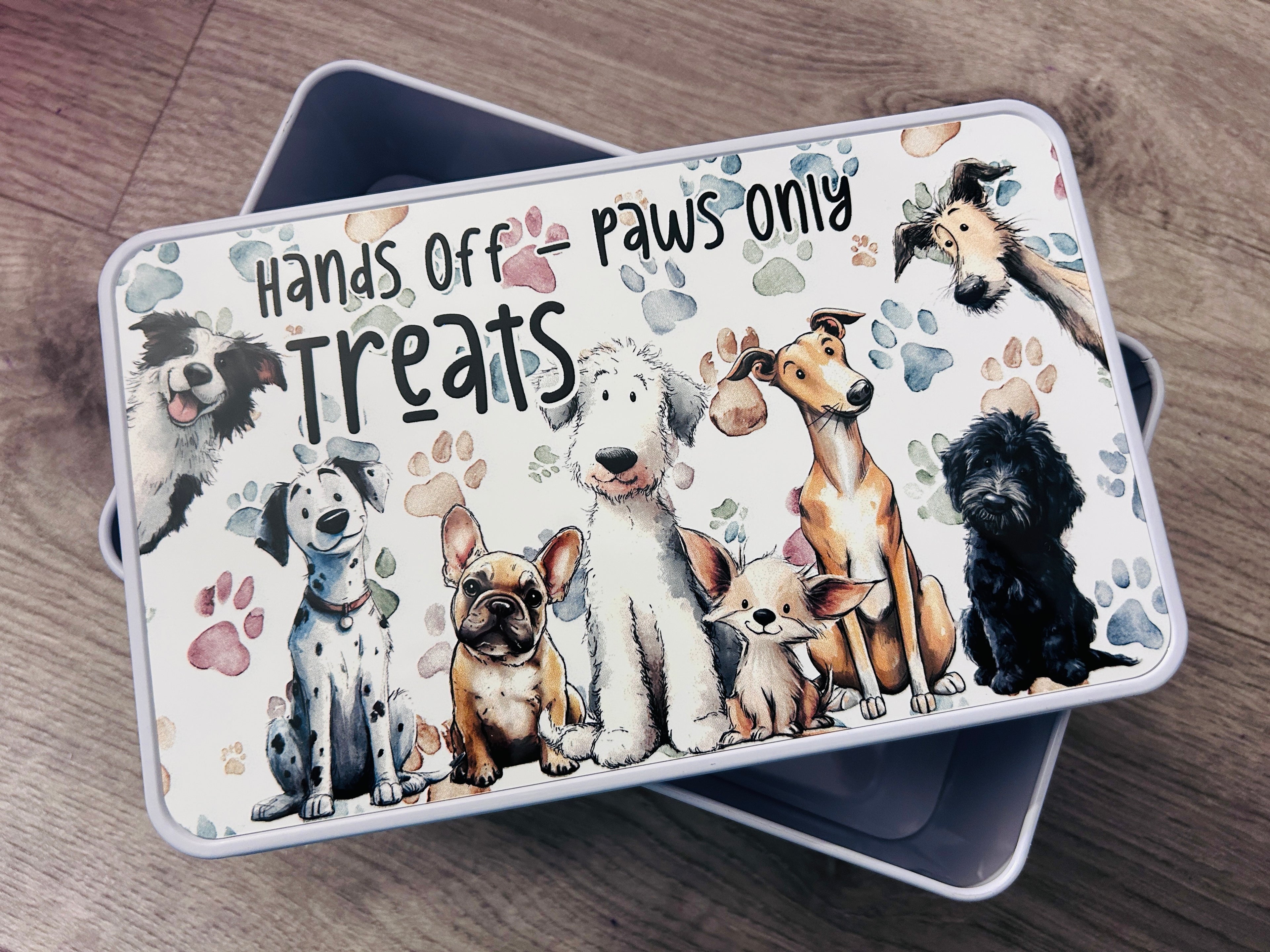 🐶 Dog Treats Tin – “Hands Off, Paws Only”