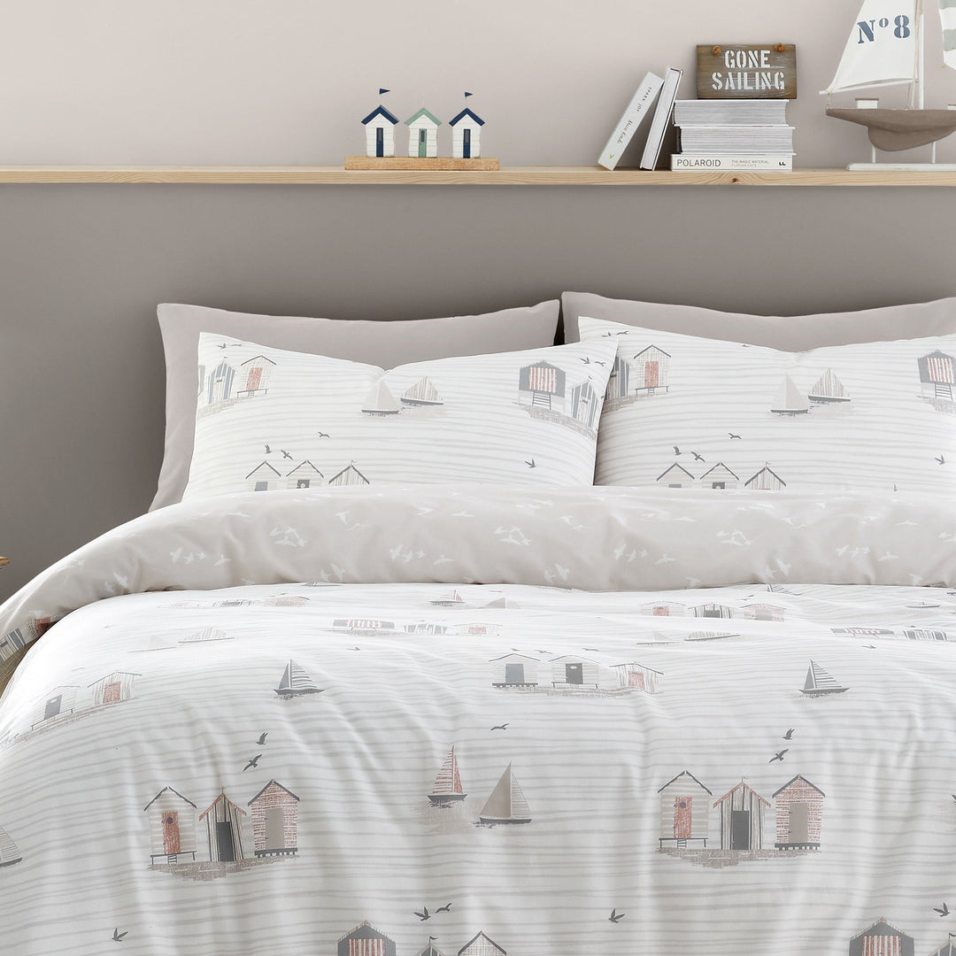 Duvet Cover Set Beach Huts by in Natural