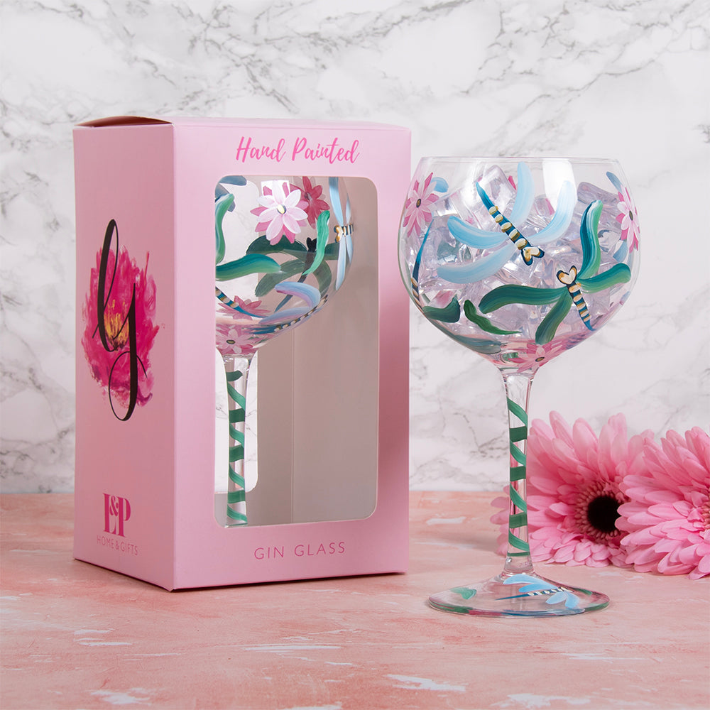 Dragonflies Gin Glass - Hand Painted