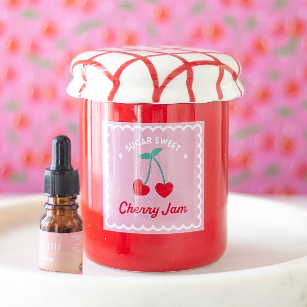 Cherry Jam Jar Oil Burner & Wax Warmer