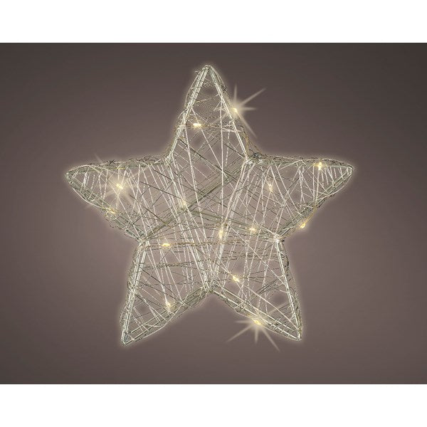 Silver LED Wire Star Warm White 20CM
