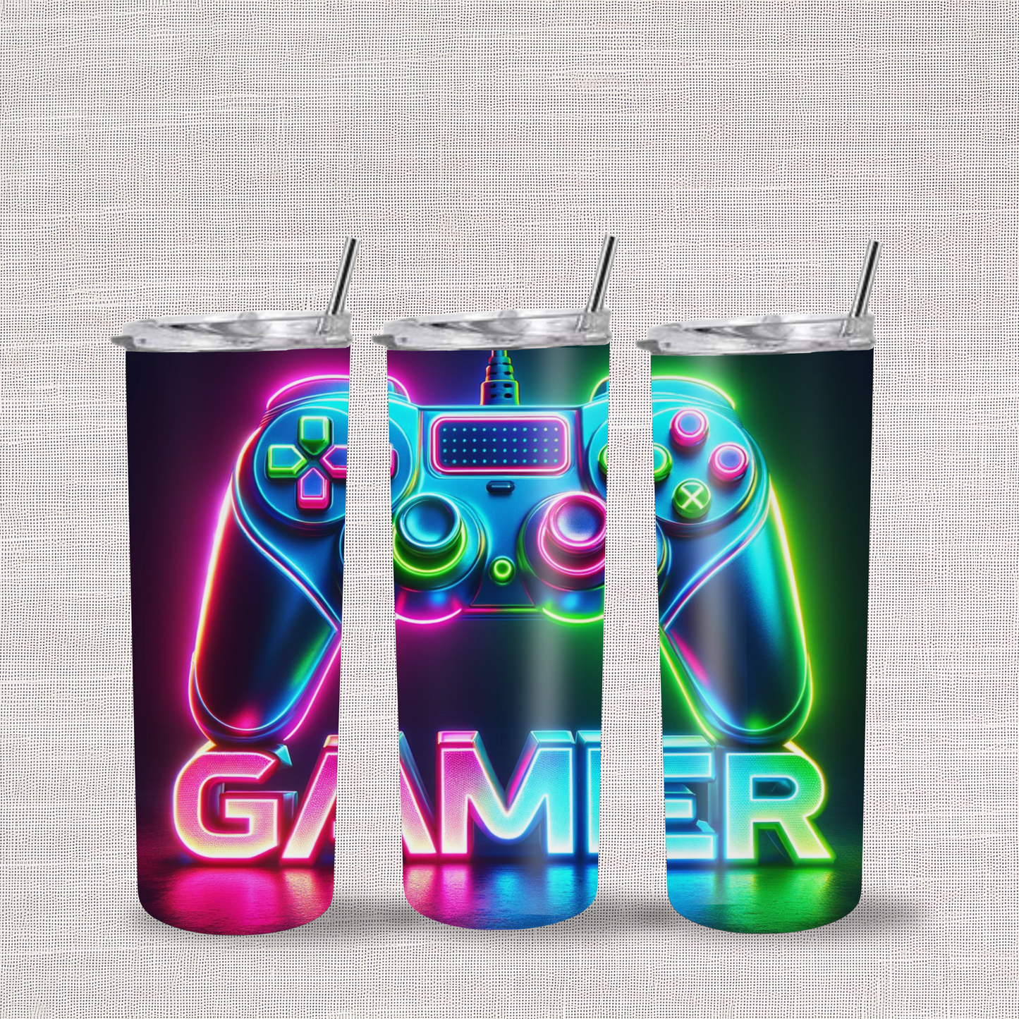 Neon Gamer 20oz Stainless Steel Skinny Tumbler