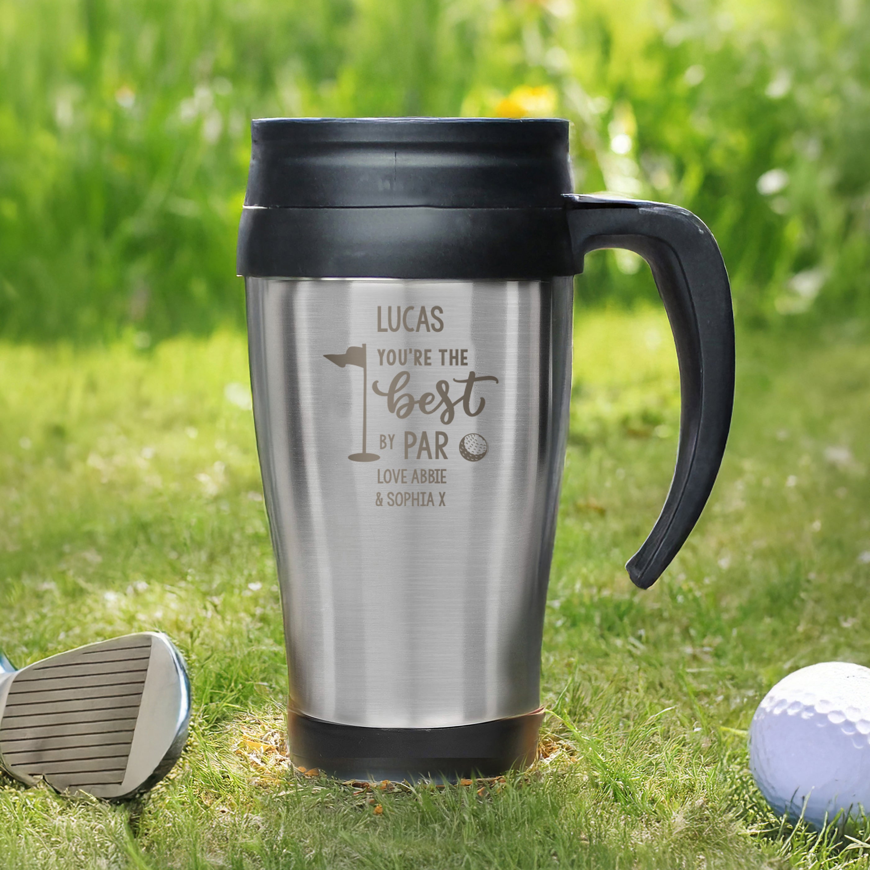 Personalised Best By Par Travel Mug