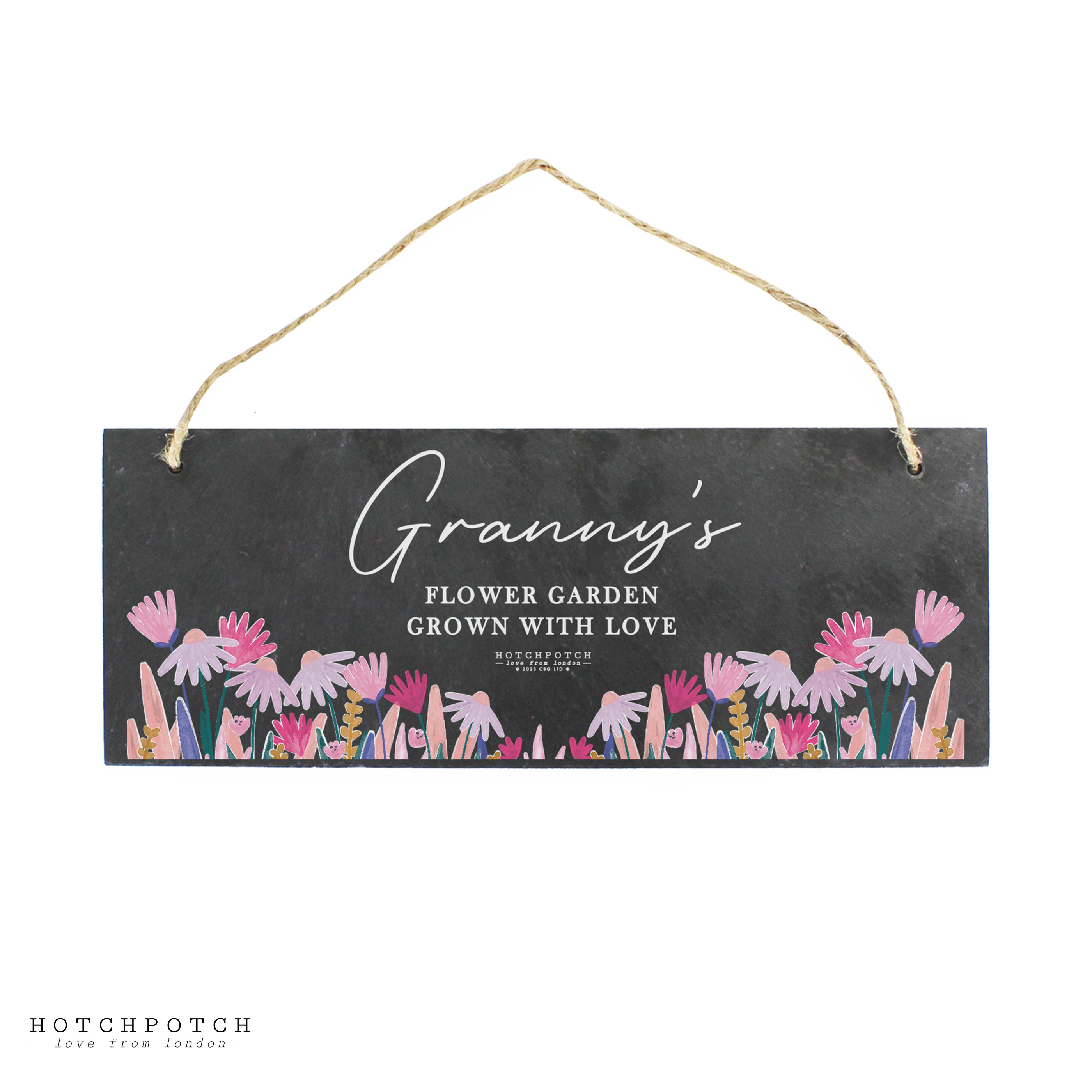 Personalised Wild Flower Hanging Slate Plaque