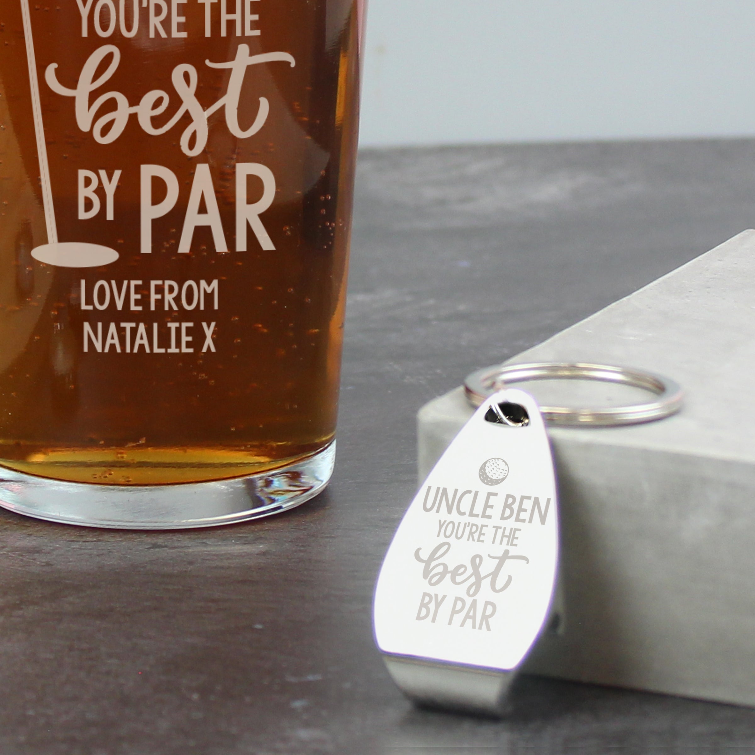Personalised By Par Pint Glass & Bottle Opener