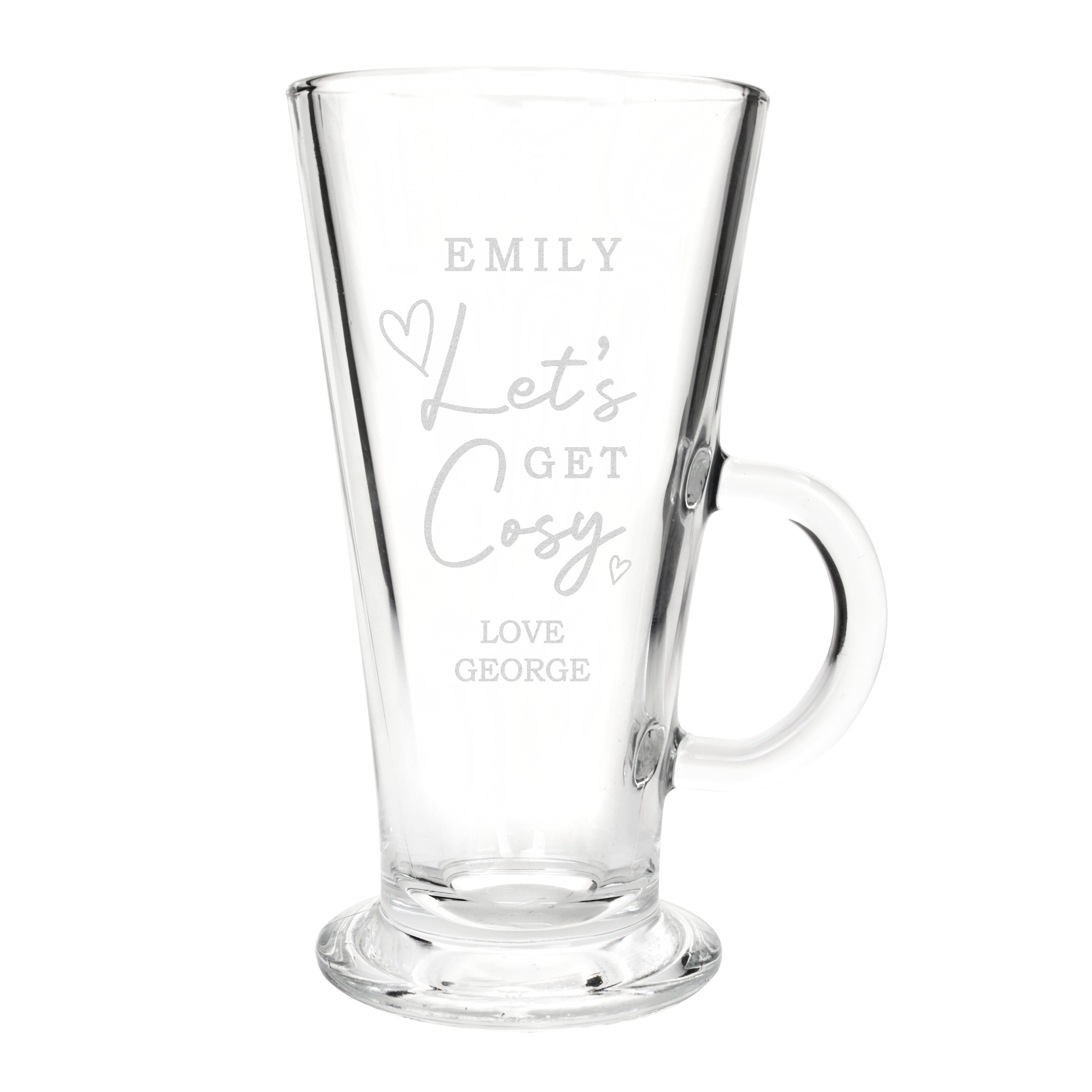 Personalised Get Cosy Latte Glass
