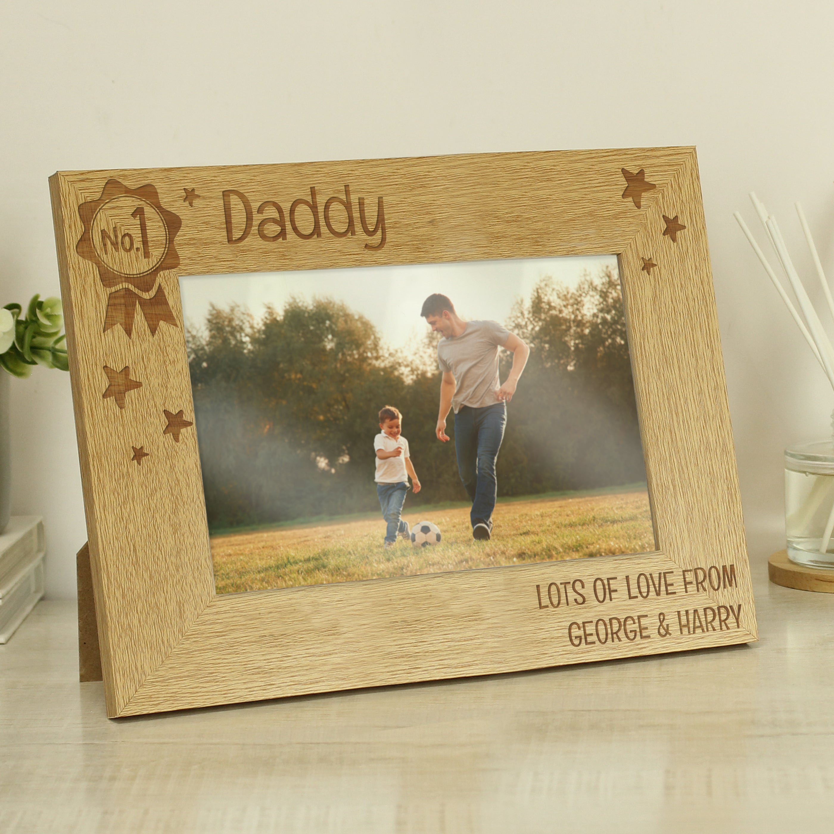 Personalised No.1 6x4 Landscape Wooden Photo Frame