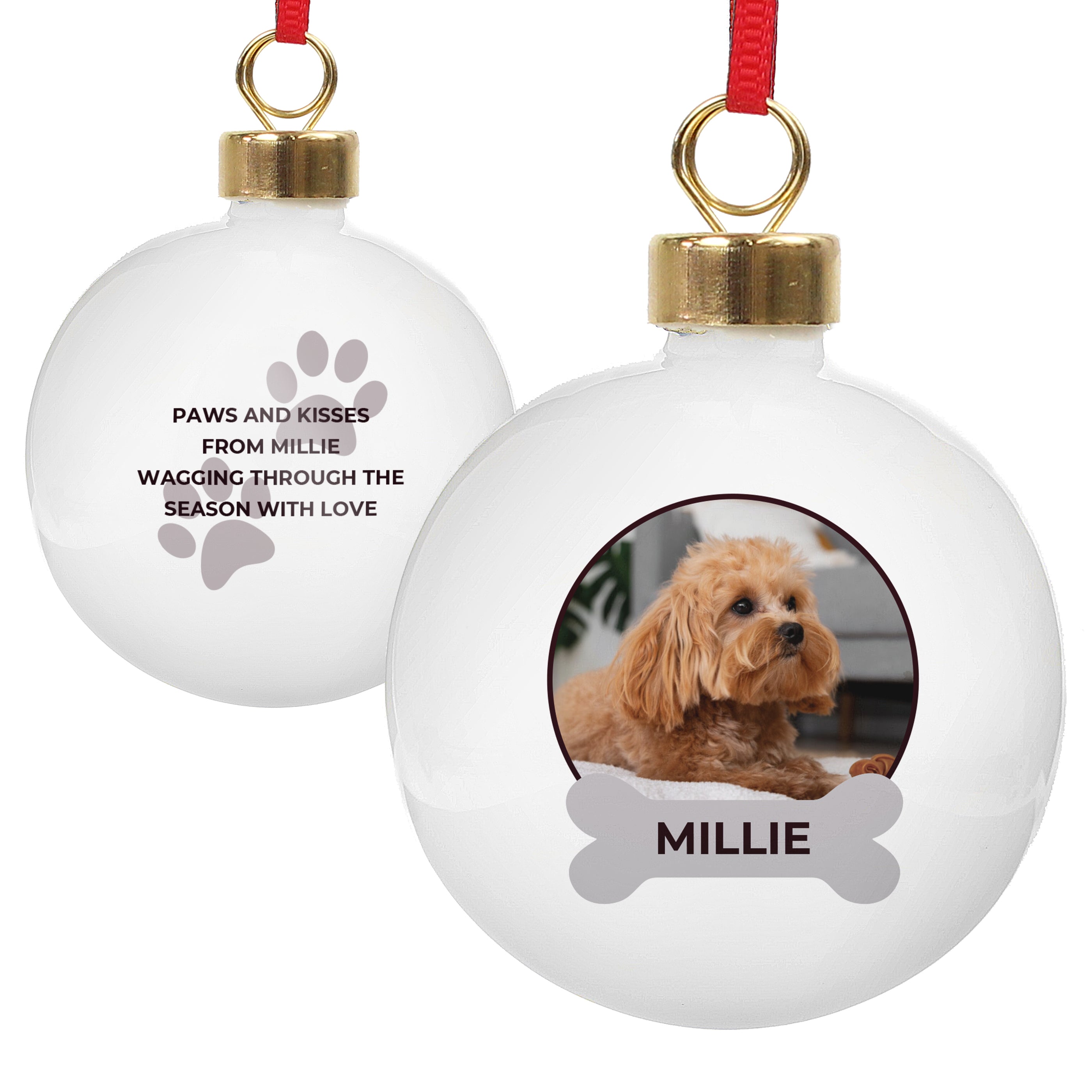 Personalised Photo Upload Dog Christmas Bauble