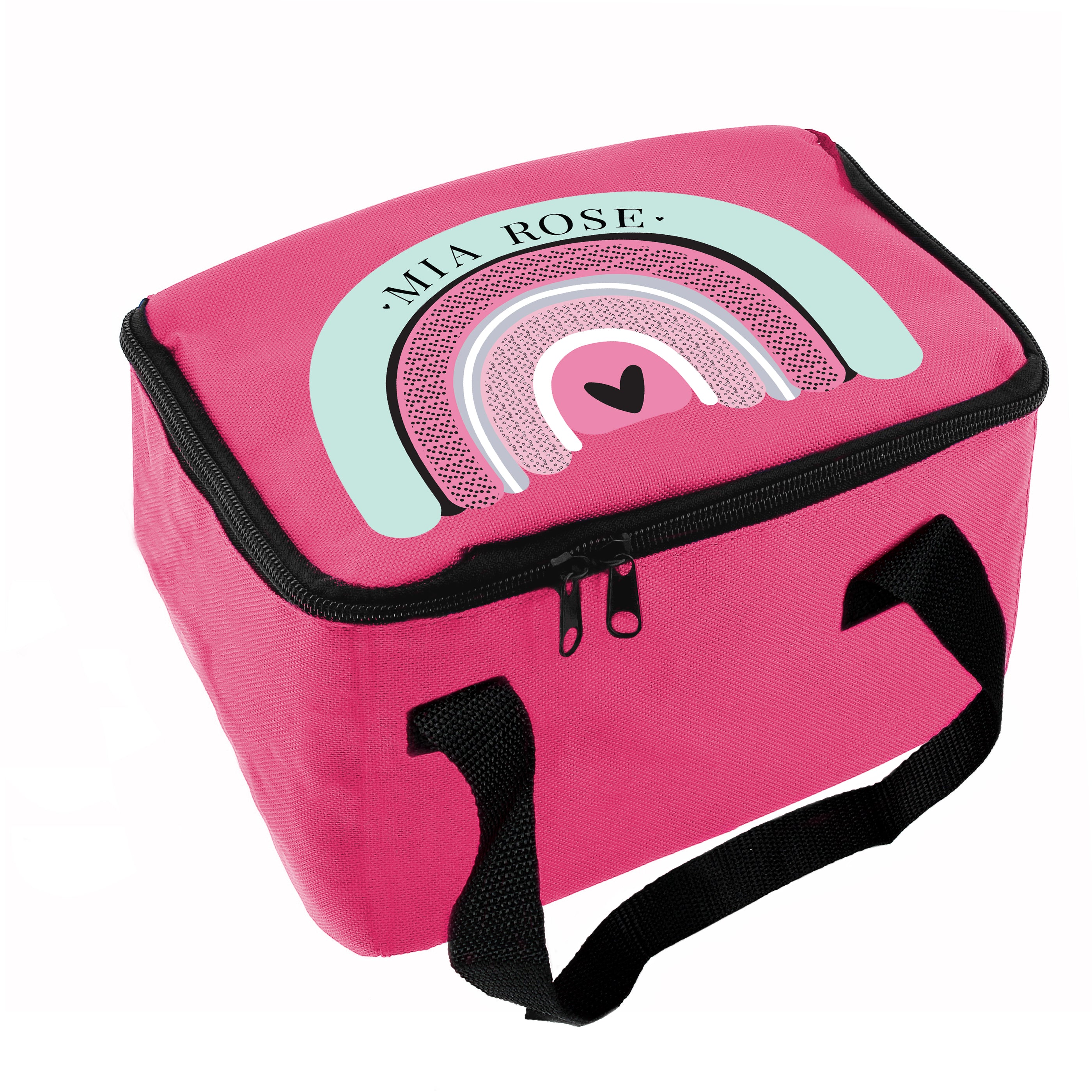 Personalised Rainbow Pink Lunch Bag
