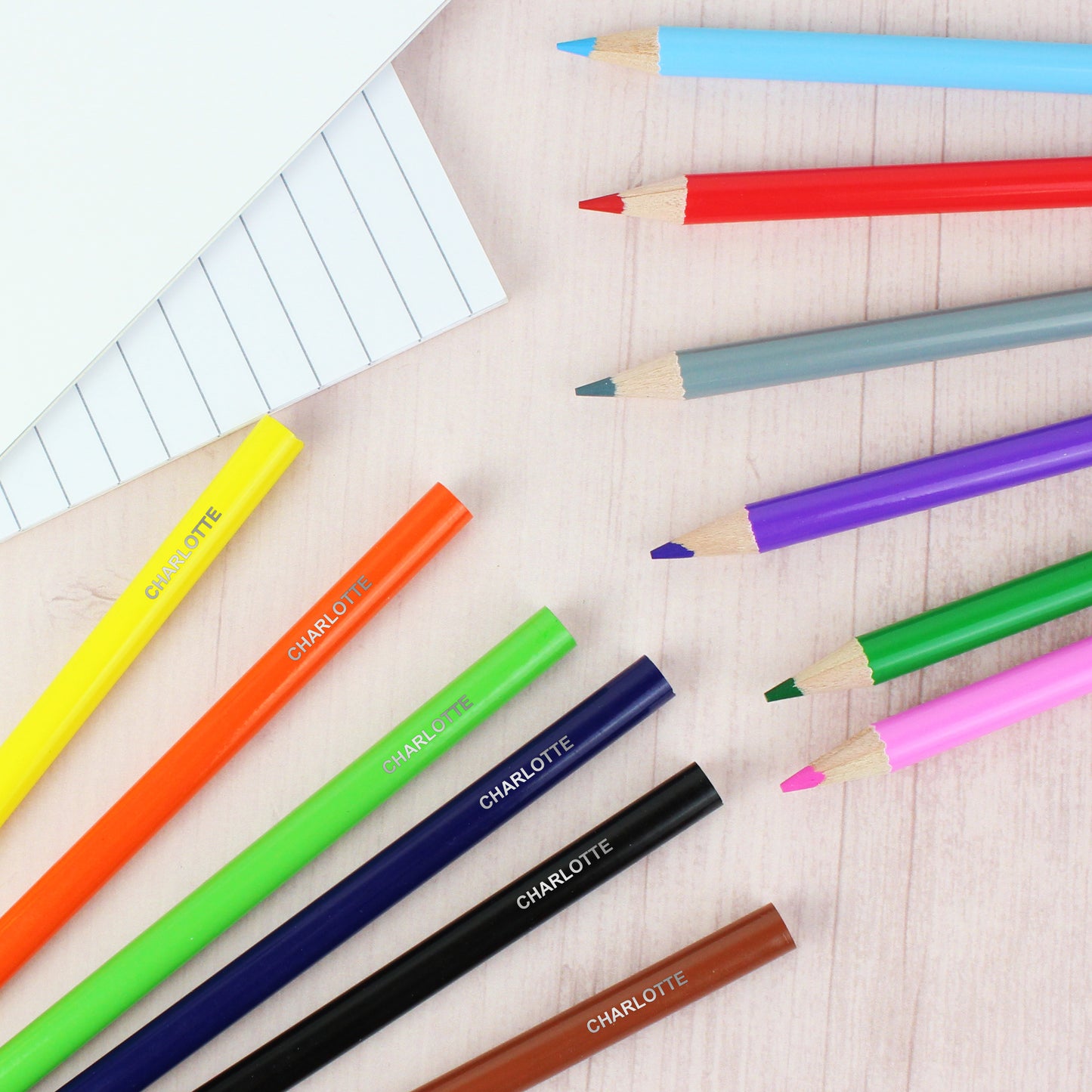 Pink Pencil Case with Personalised Pencils & Colouring Pencils