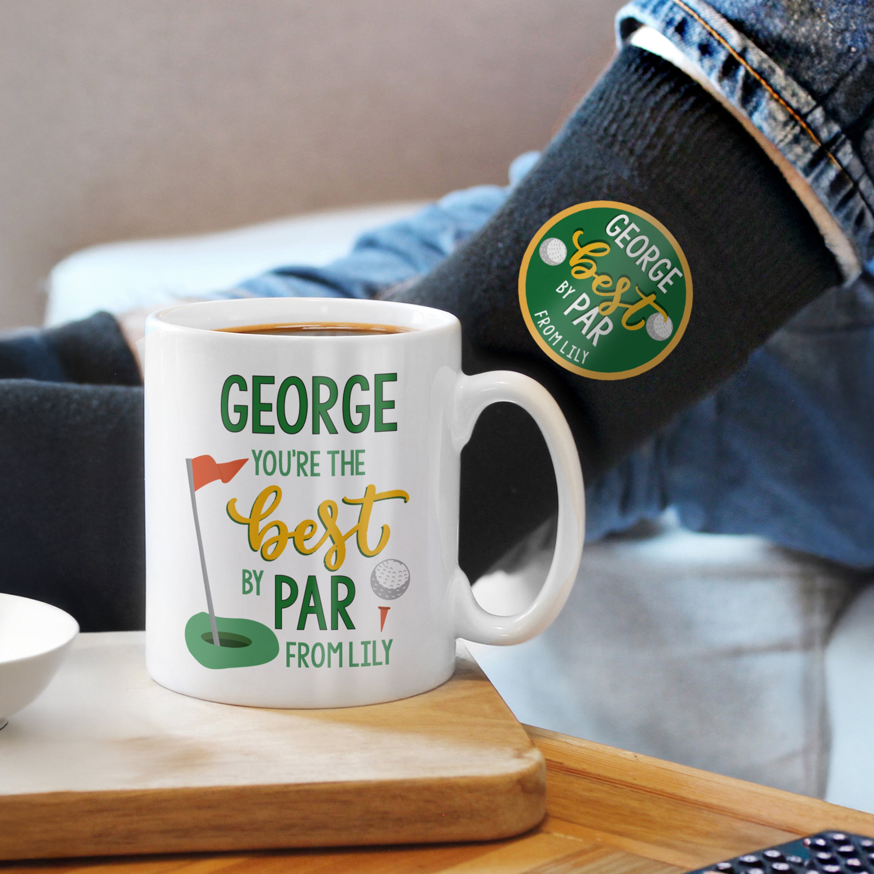 Personalised Best By Par Mug & Socks Set