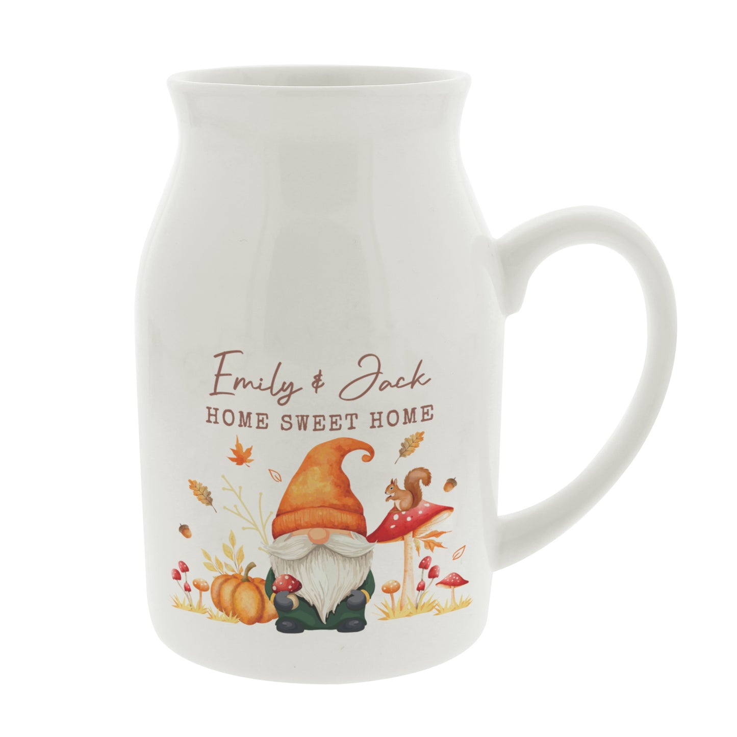 Personalised Autumn Gonk Flower Jug Vase