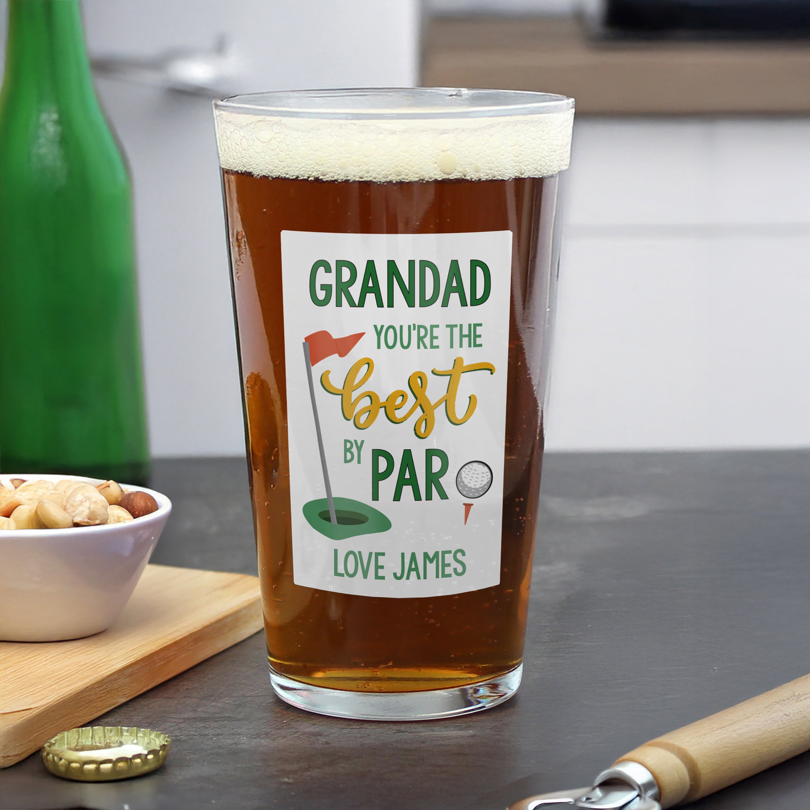 Personalised Best By Par Printed Beer Glass