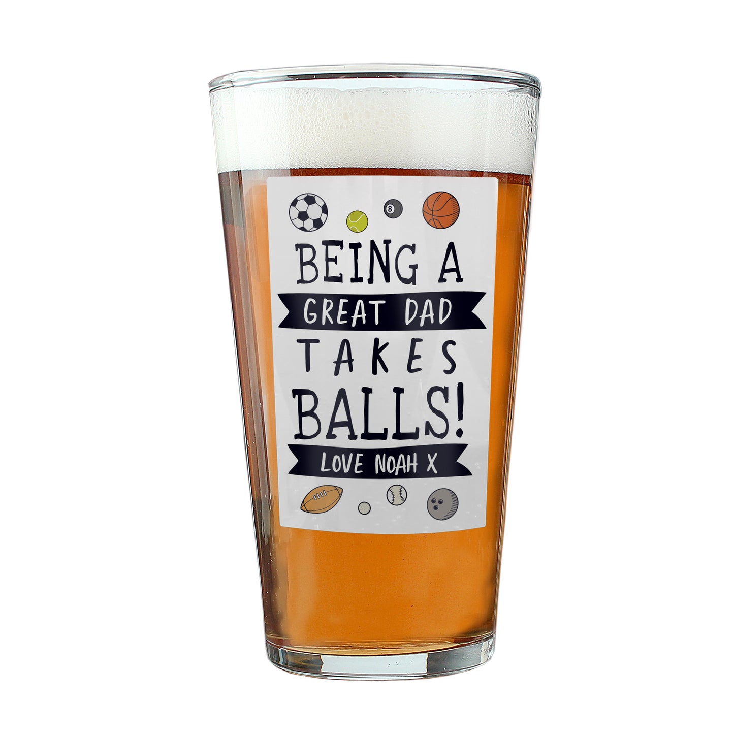 Personalised It Takes Balls Printed Beer Glass