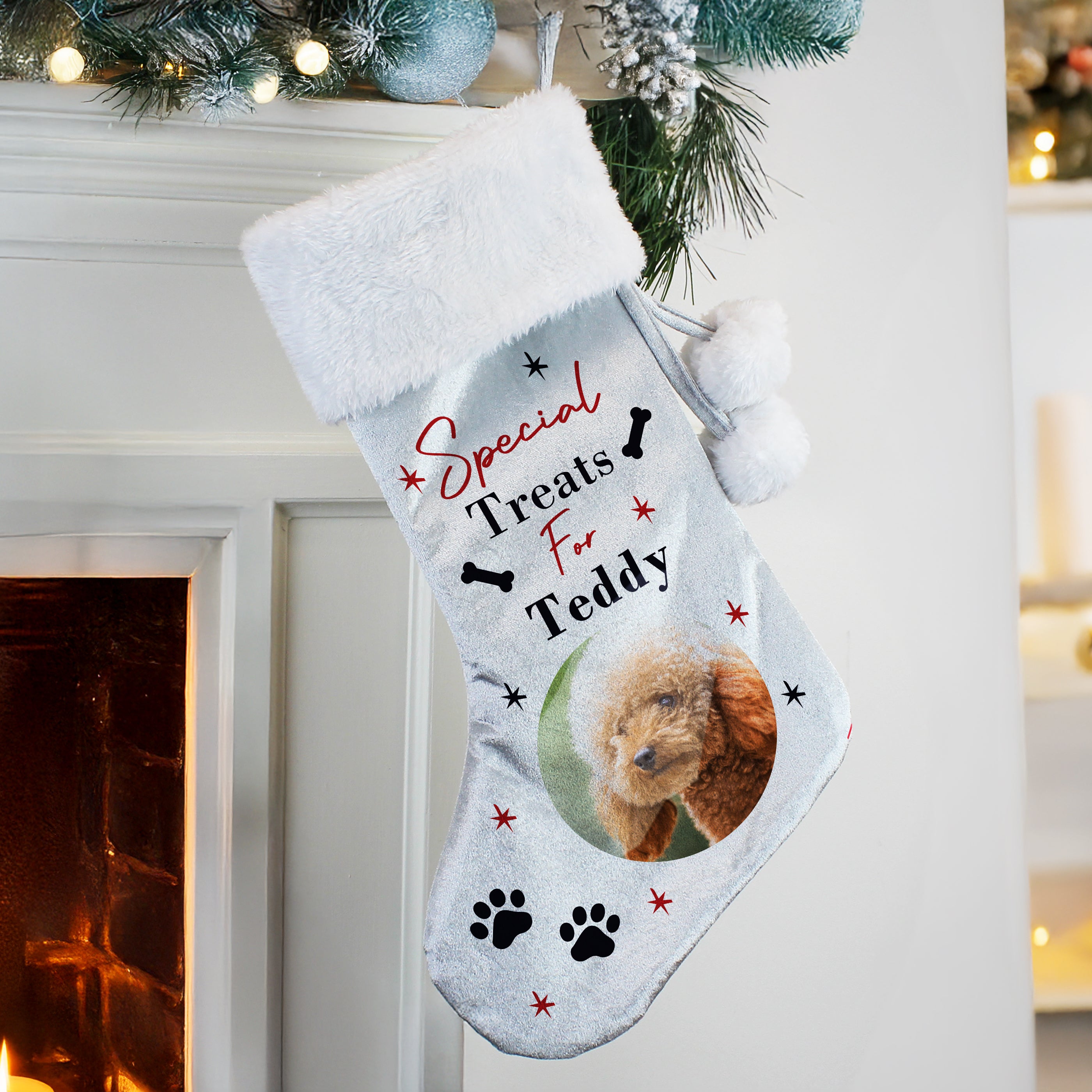 Personalised Photo Upload Dog Christmas Stocking