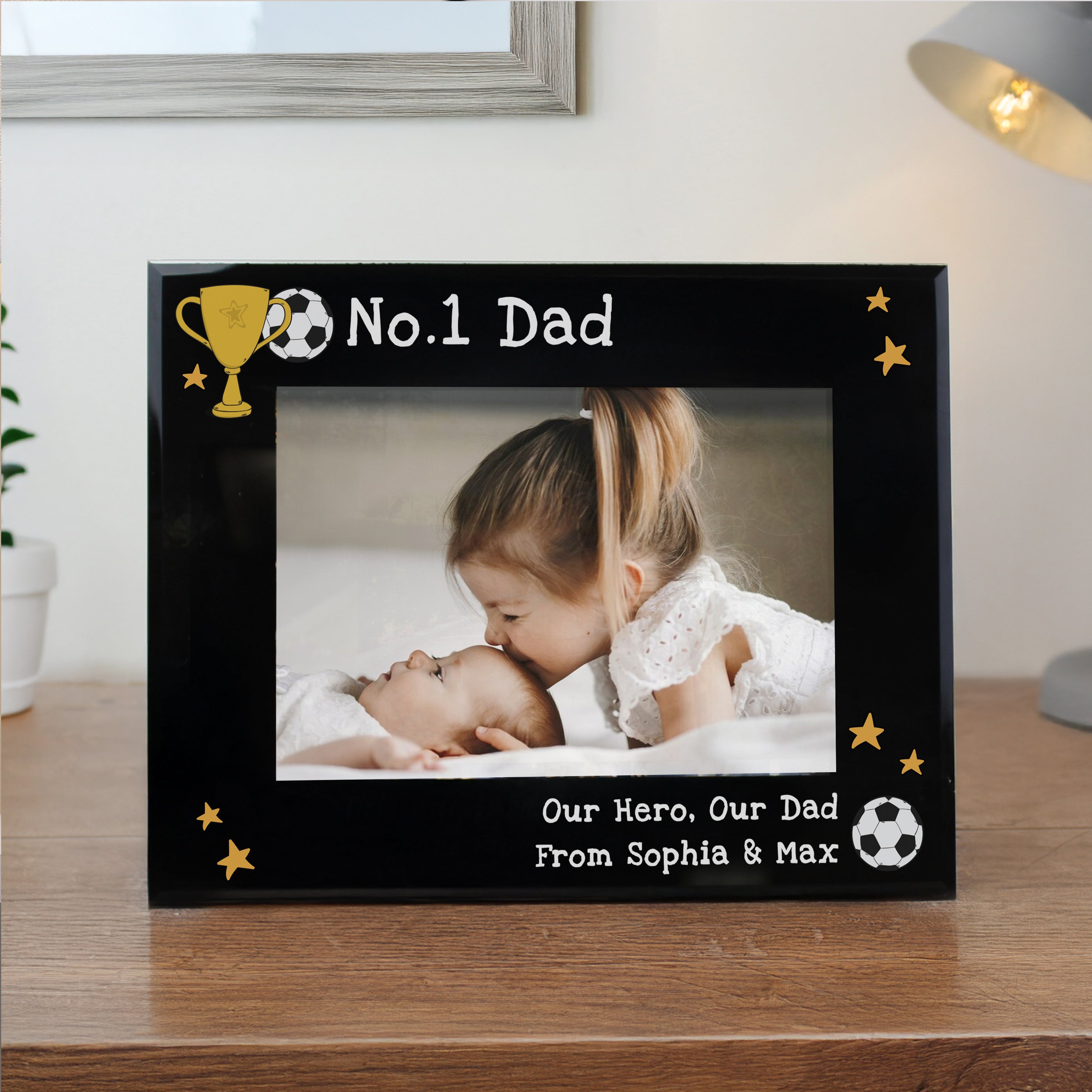 Personalised Simply The Best 5x7 Landscape Black Glass Photo Frame