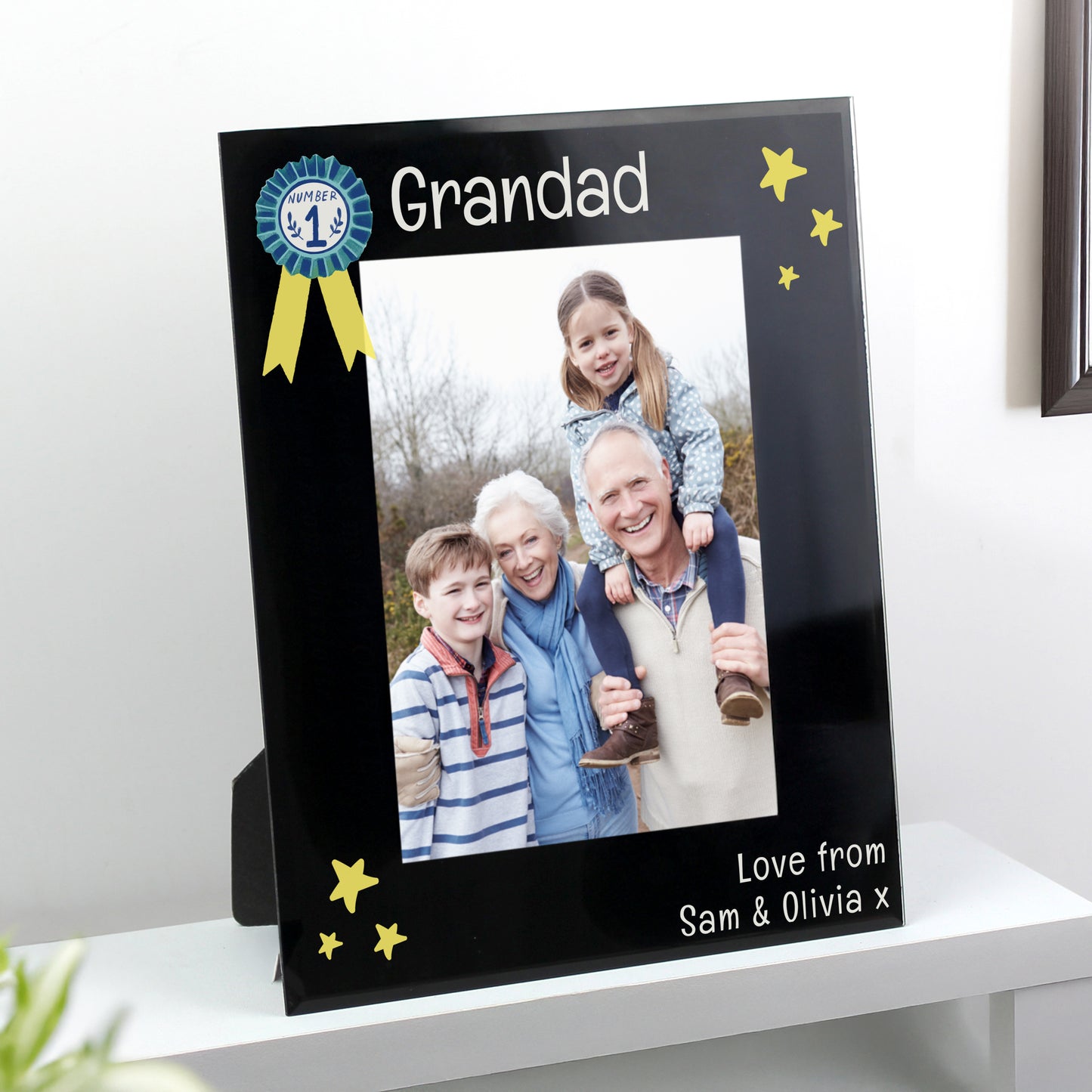 Personalised No.1 Black Glass 5x7 Frame