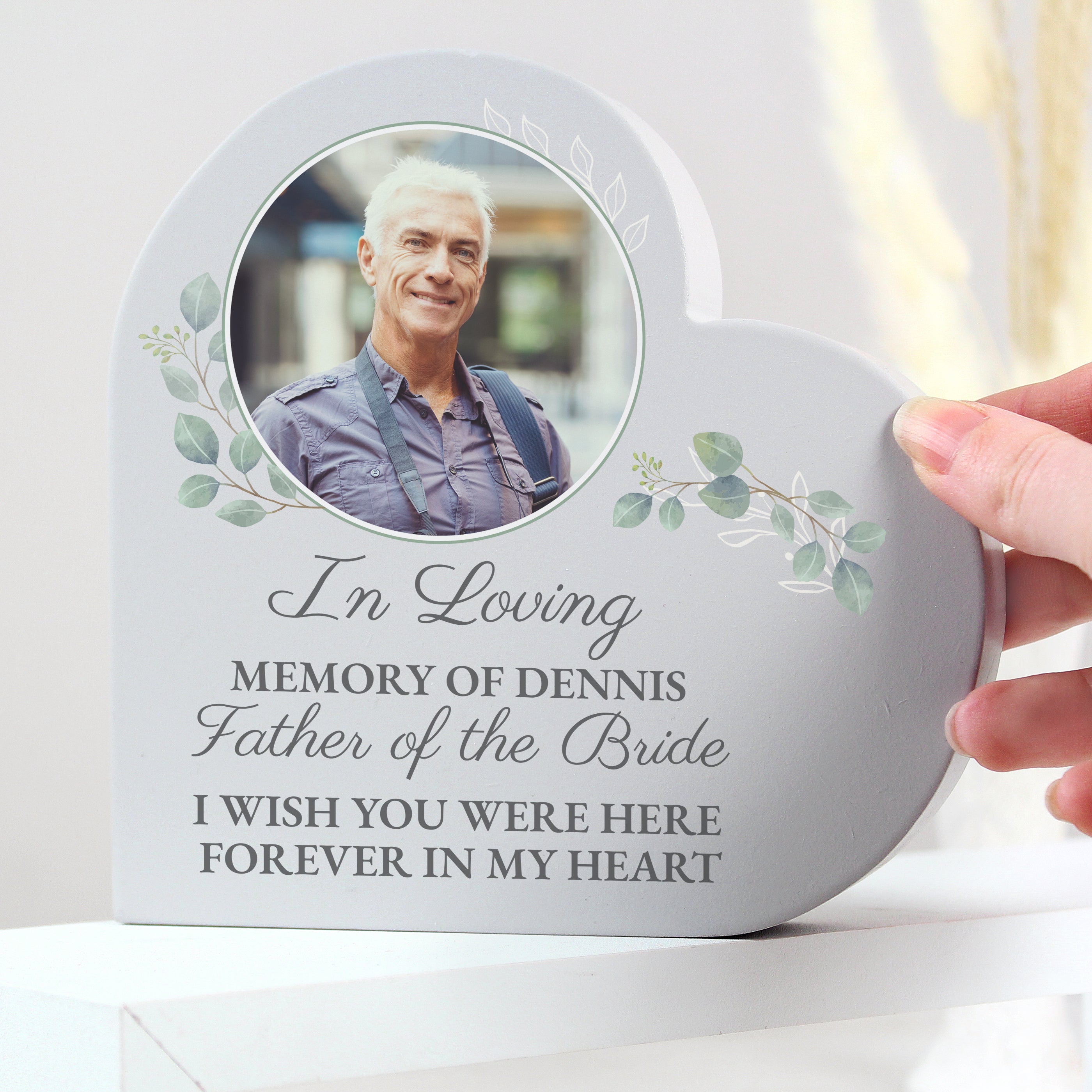 Personalised Photo Upload Wedding Memory Table Heart Ornament