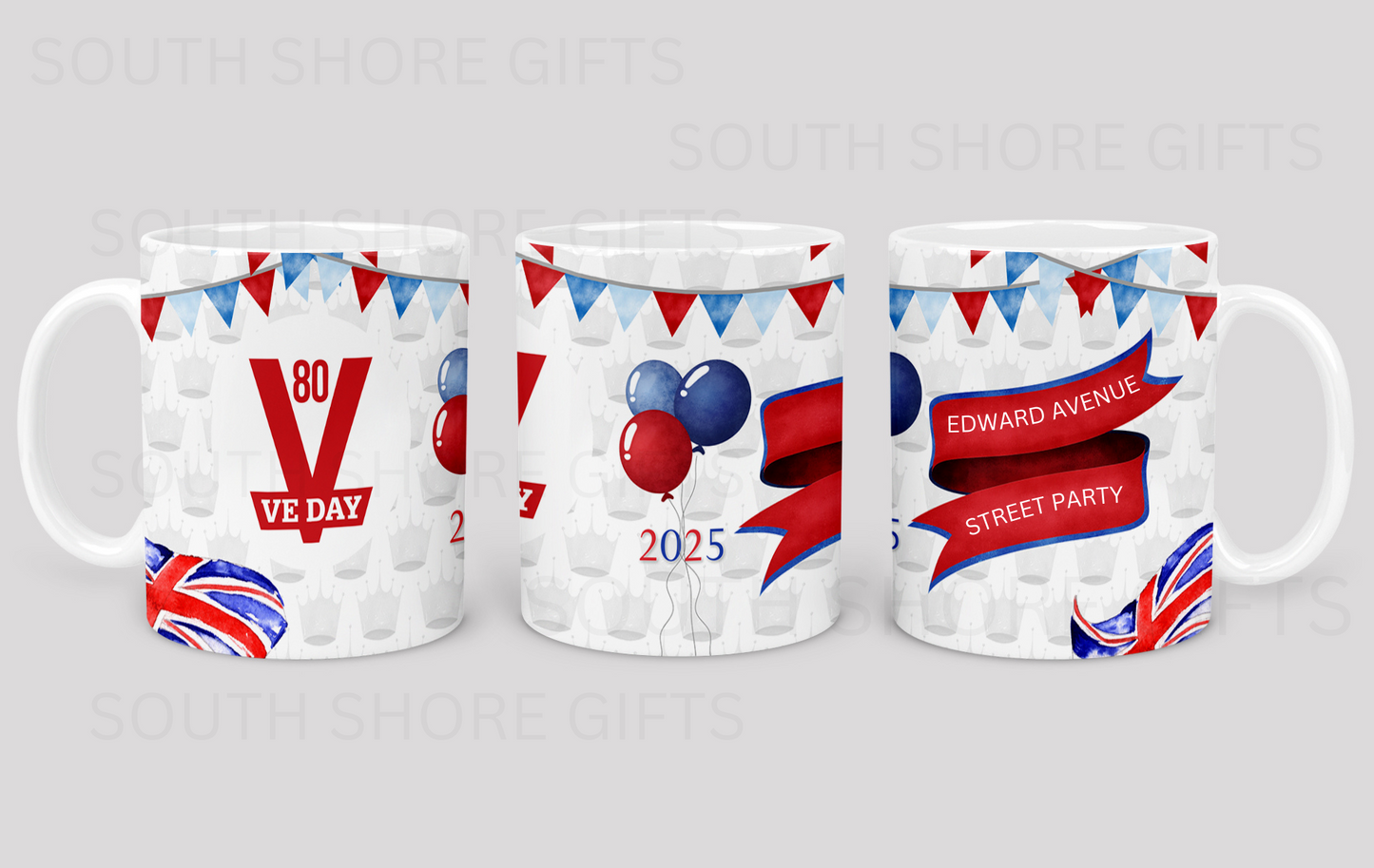 VE Day 80th Anniversary Street Party Mug – Personalised Commemorative Edition