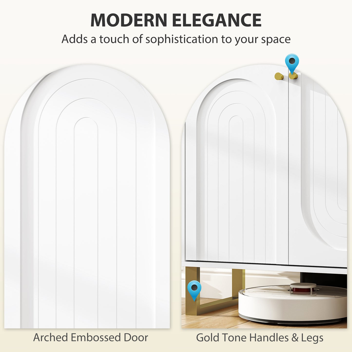 2-Door Sideboard Storage Cabinet - White